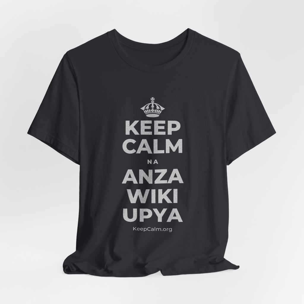 KEEP CALM NA ANZA WIKI UPYA T-Shirt (Baby Blue–Silver)