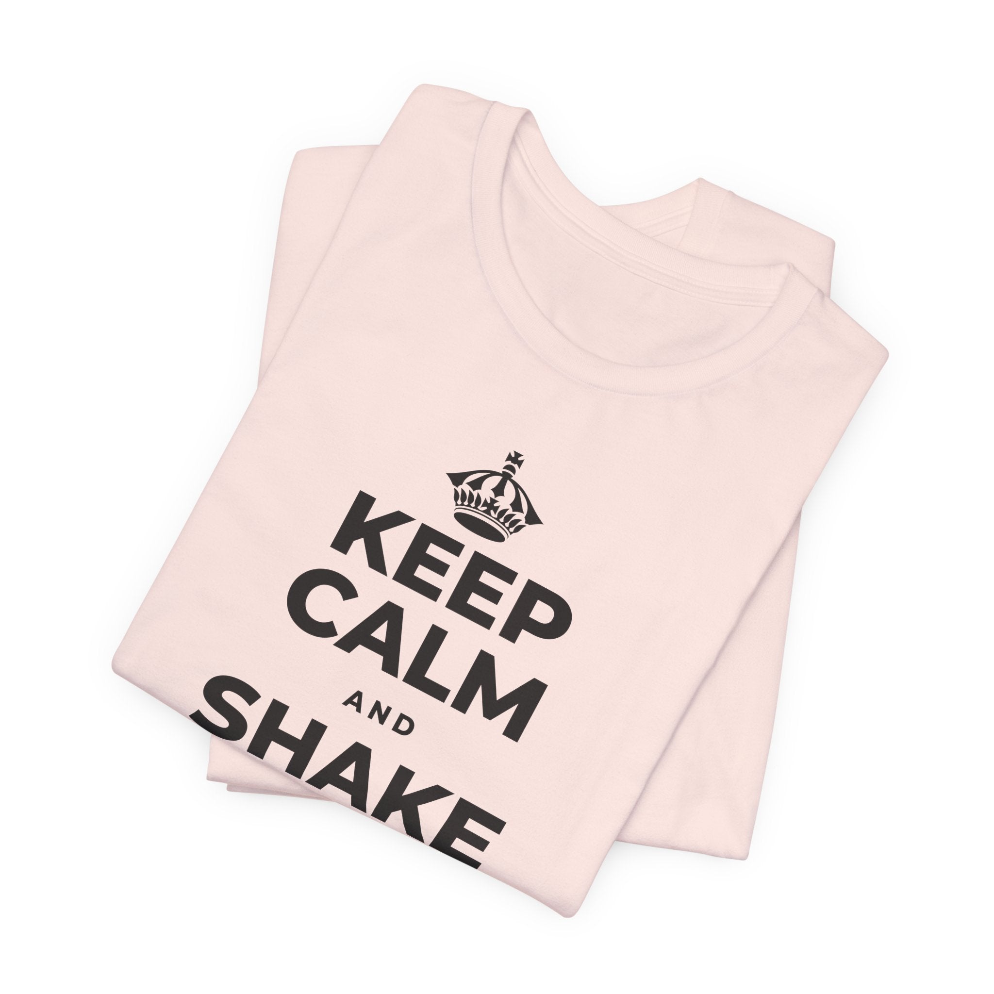 KEEP CALM AND SHAKE OFF THE WINTER T-Shirt (Soft Cream–Heather Mauve)