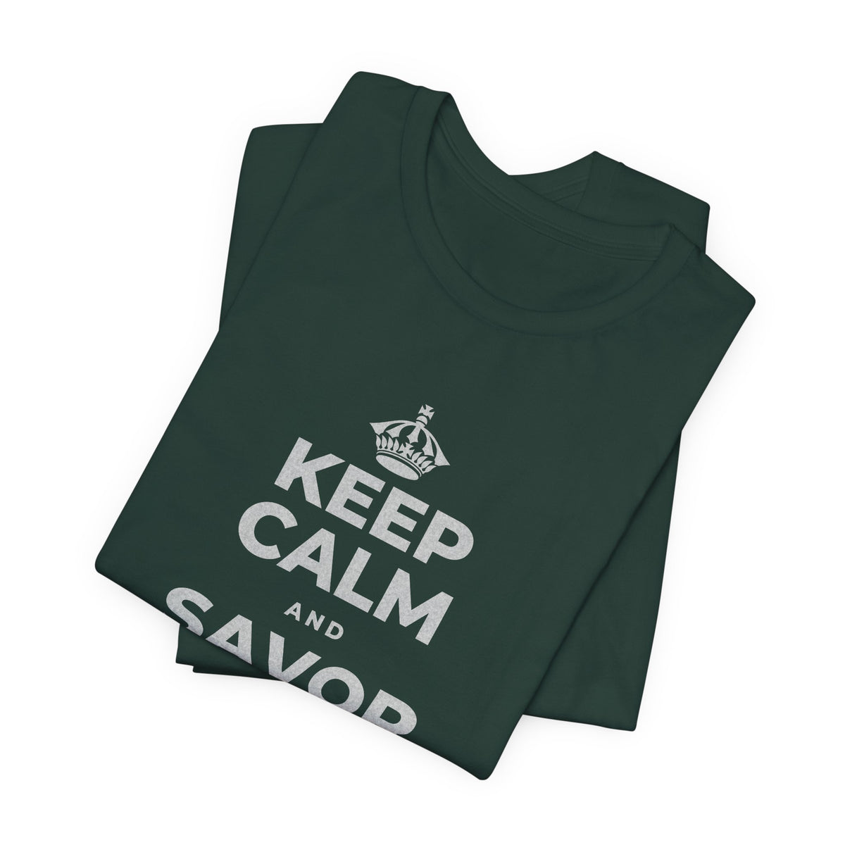 KEEP CALM AND SAVOR THE SMALL MAGIC T-Shirt (White–Asphalt)