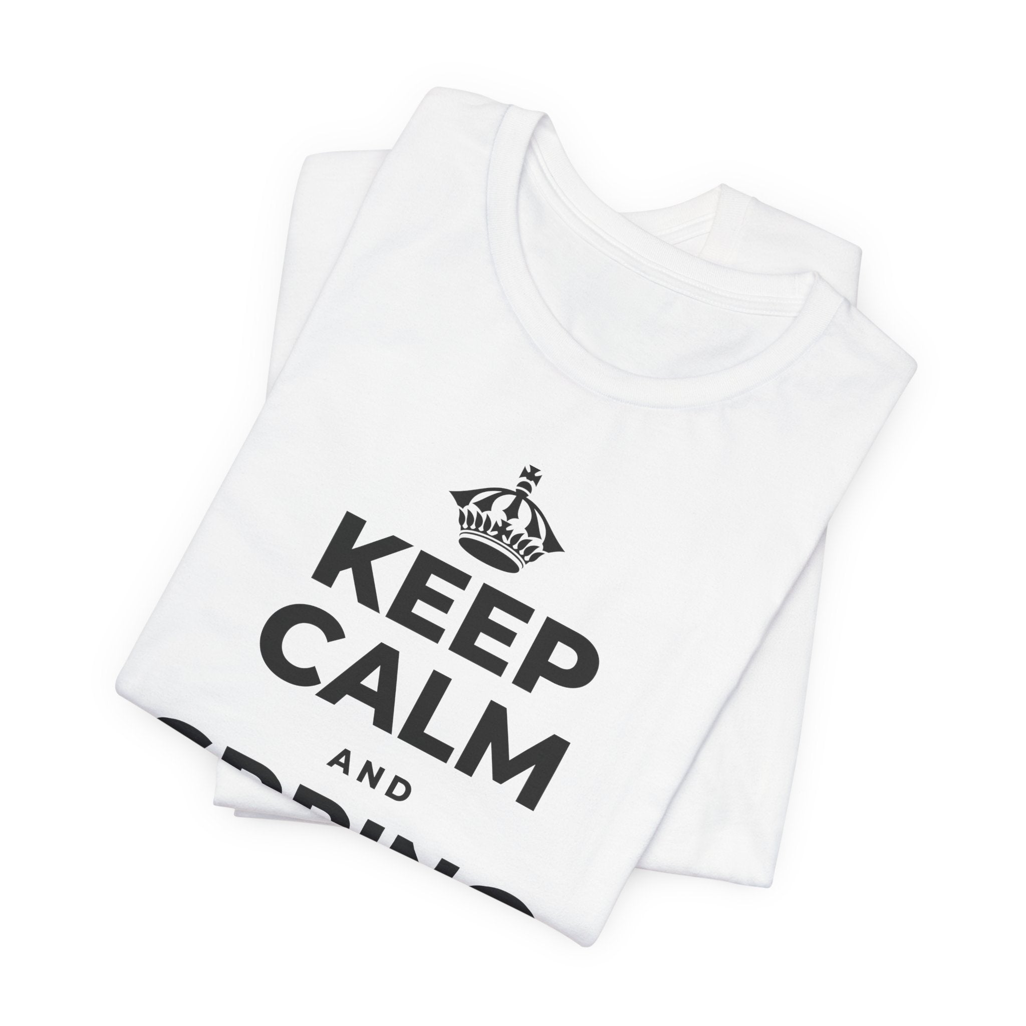 KEEP CALM AND SPRING FORWARD GENTLY T-Shirt (White–Asphalt)