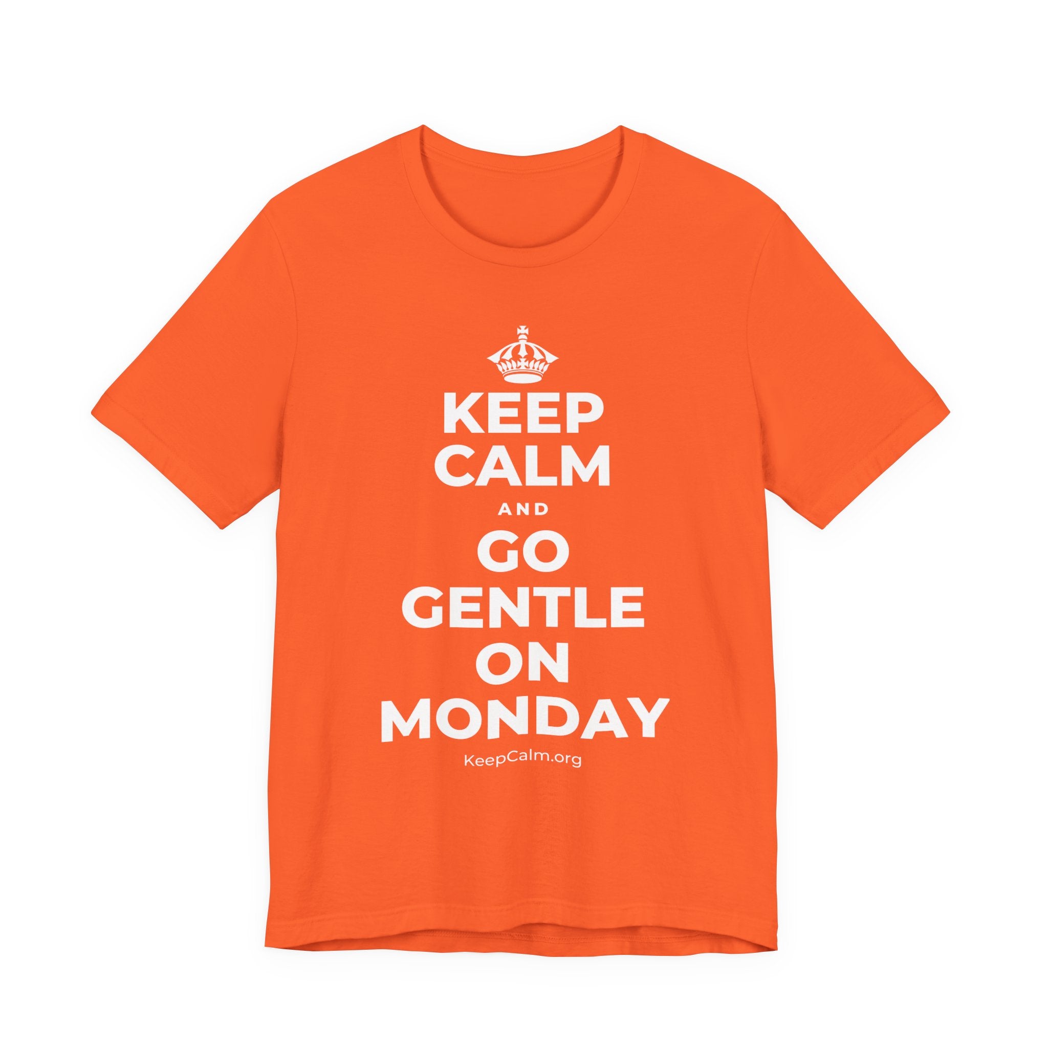 KEEP CALM AND GO GENTLE ON MONDAY T-Shirt (Baby Blue–Silver)