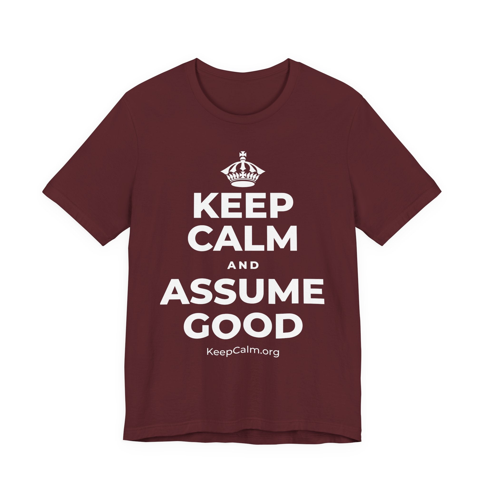 KEEP CALM AND ASSUME GOOD T-Shirt (Baby Blue–Silver)