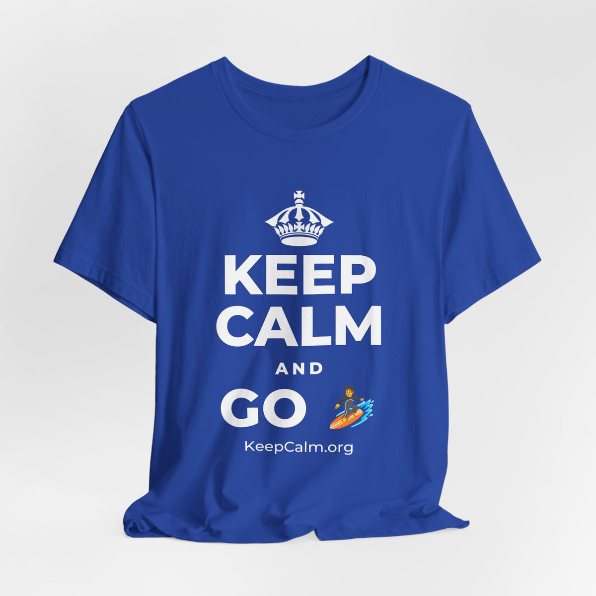 KEEP CALM AND GO 🏄 T-Shirt (Soft Cream–Heather Mauve)
