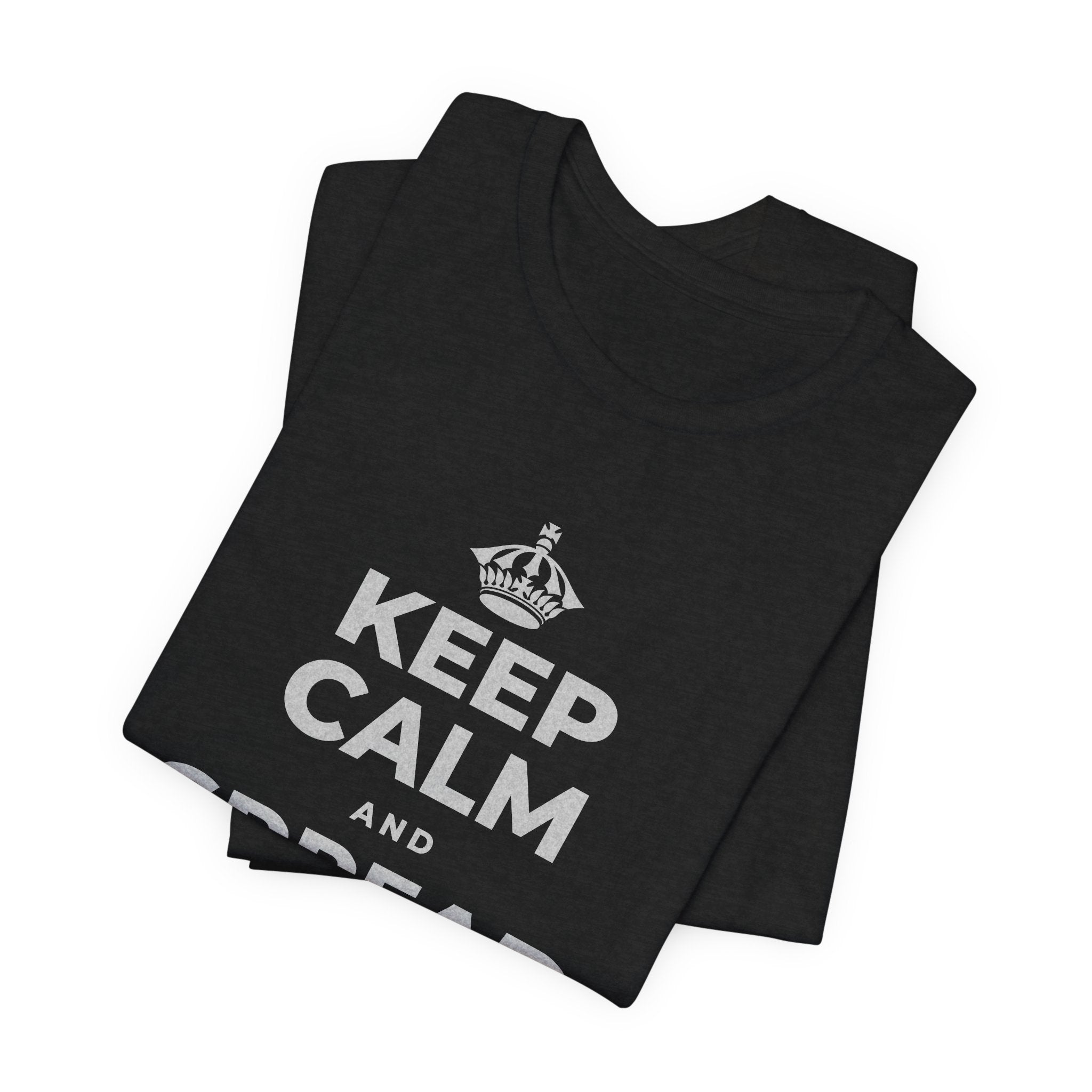 KEEP CALM AND SPREAD SOME JOY T-Shirt (White–Asphalt)