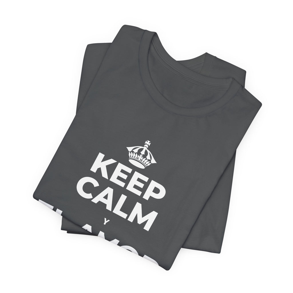 KEEP CALM Y EL AMOR PROPIO CUENTA T-Shirt (White–Asphalt)
