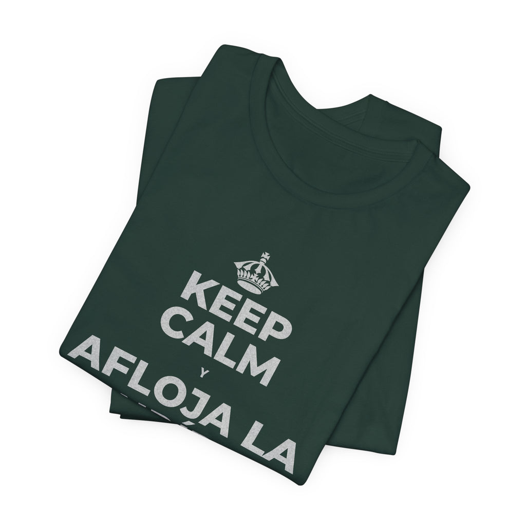 KEEP CALM Y AFLOJA LA MANDÍBULA T-Shirt (White–Asphalt)