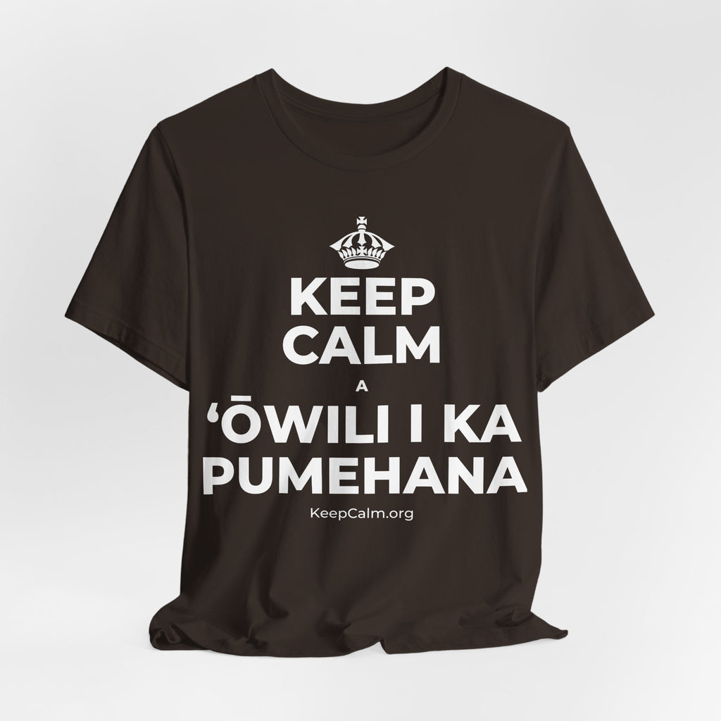 KEEP CALM A ʻŌWILI I KA PUMEHANA T-Shirt (Soft Cream–Heather Mauve)