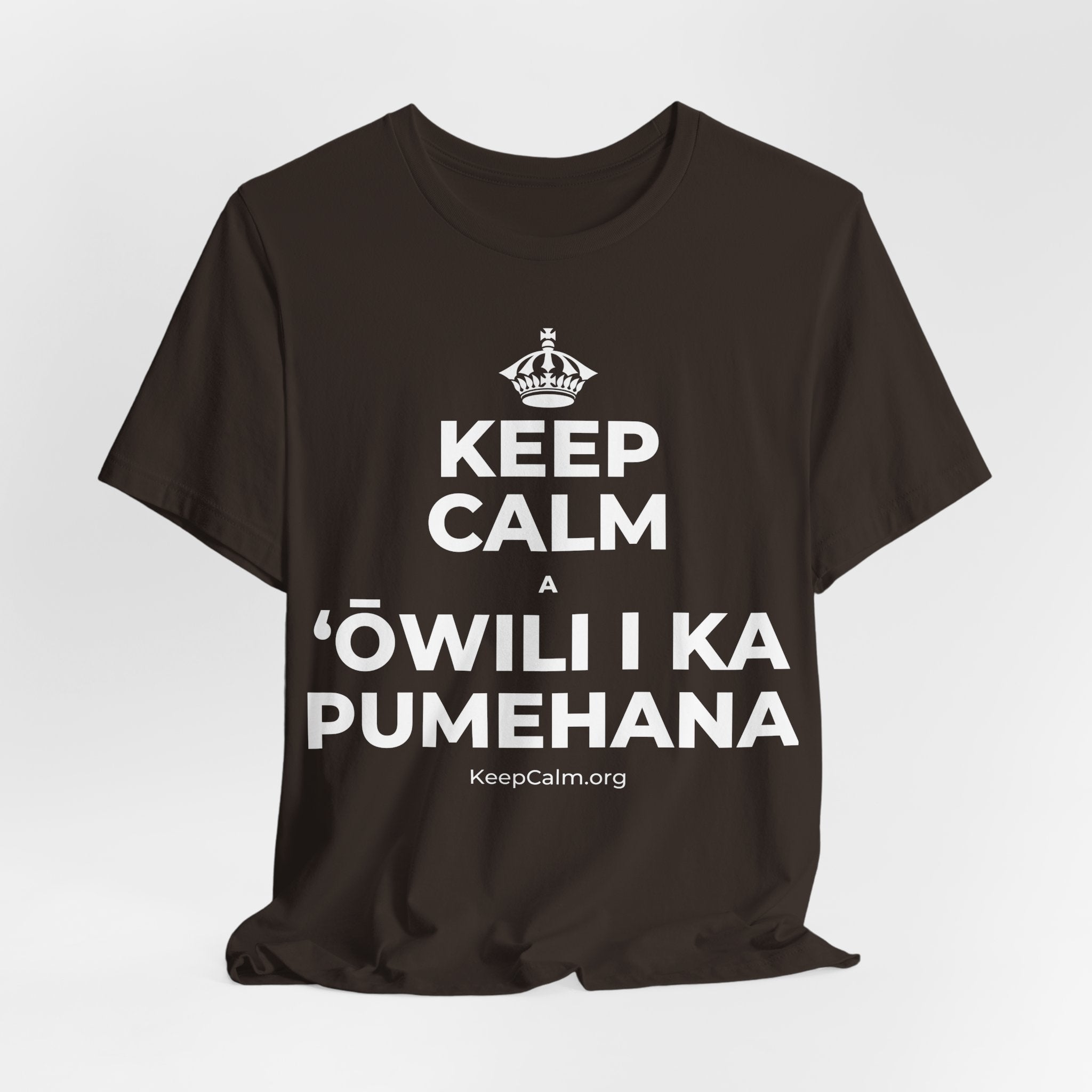 KEEP CALM A ʻŌWILI I KA PUMEHANA T-Shirt (Soft Cream–Heather Mauve)