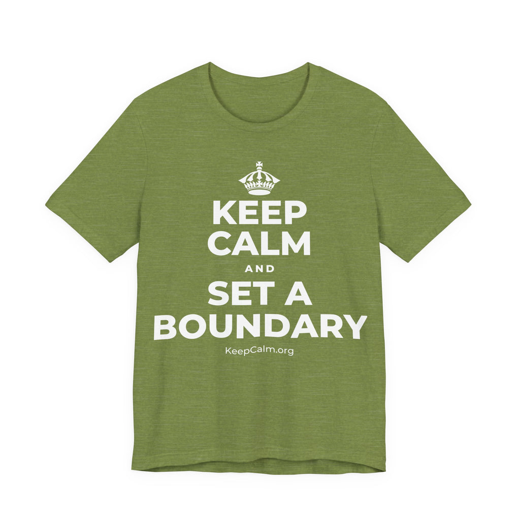KEEP CALM AND SET A BOUNDARY T-Shirt (Baby Blue–Silver)