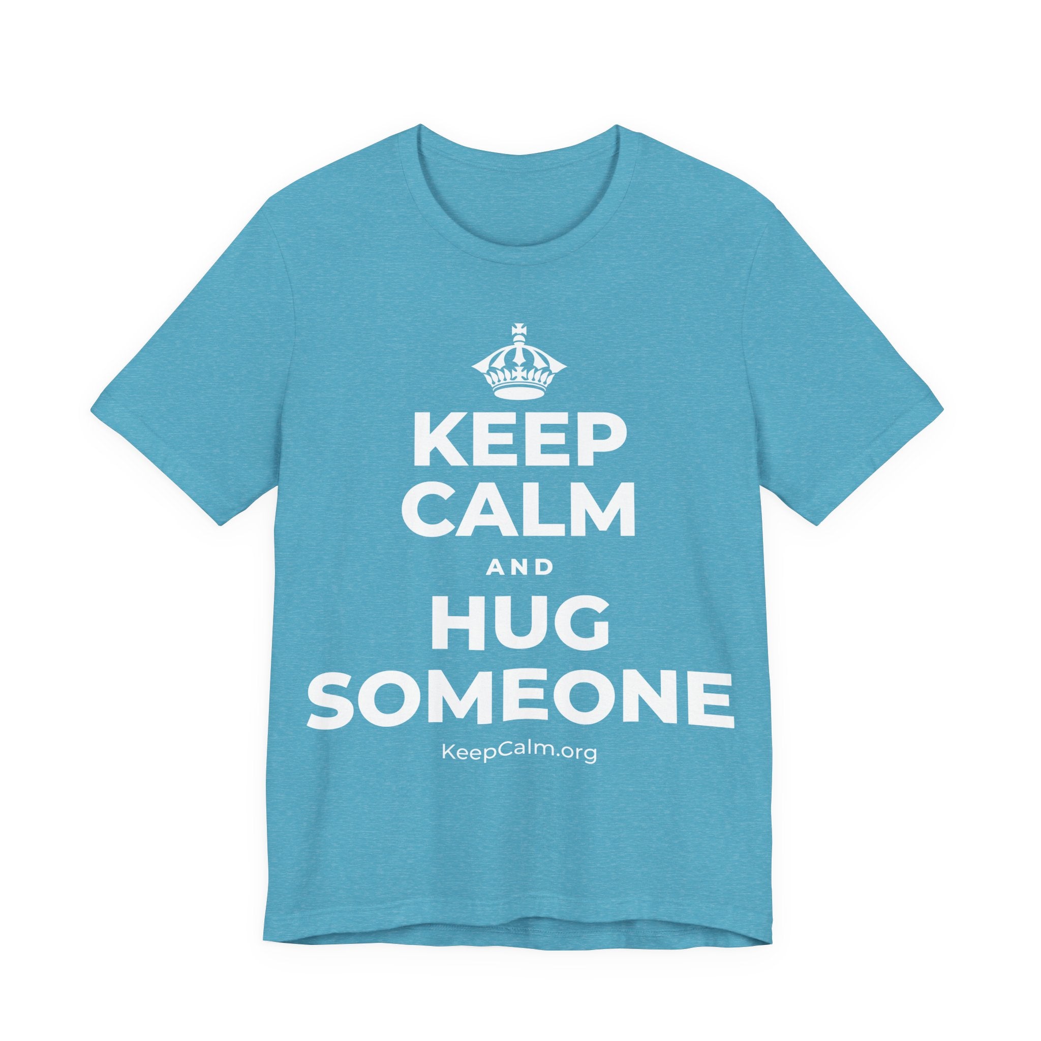 KEEP CALM AND HUG SOMEONE T-Shirt (Soft Cream–Heather Mauve)
