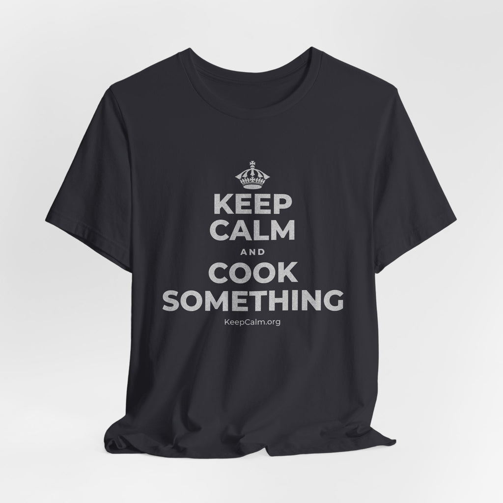 KEEP CALM AND COOK SOMETHING T-Shirt (Baby Blue–Silver)