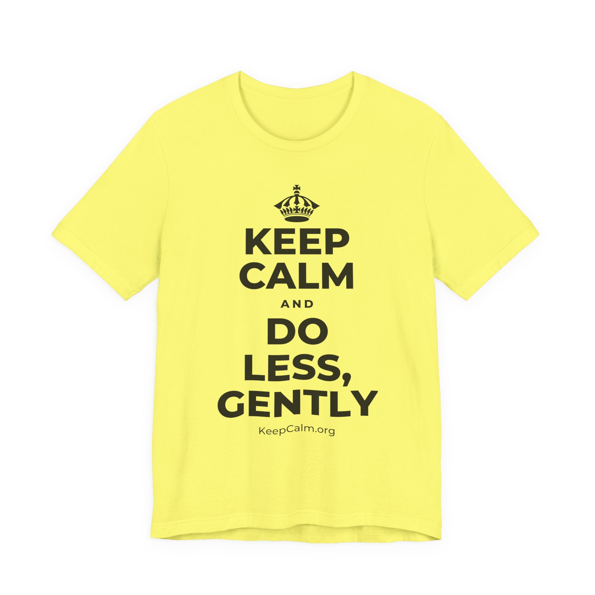 KEEP CALM AND DO LESS, GENTLY T-Shirt (Soft Cream–Heather Mauve)