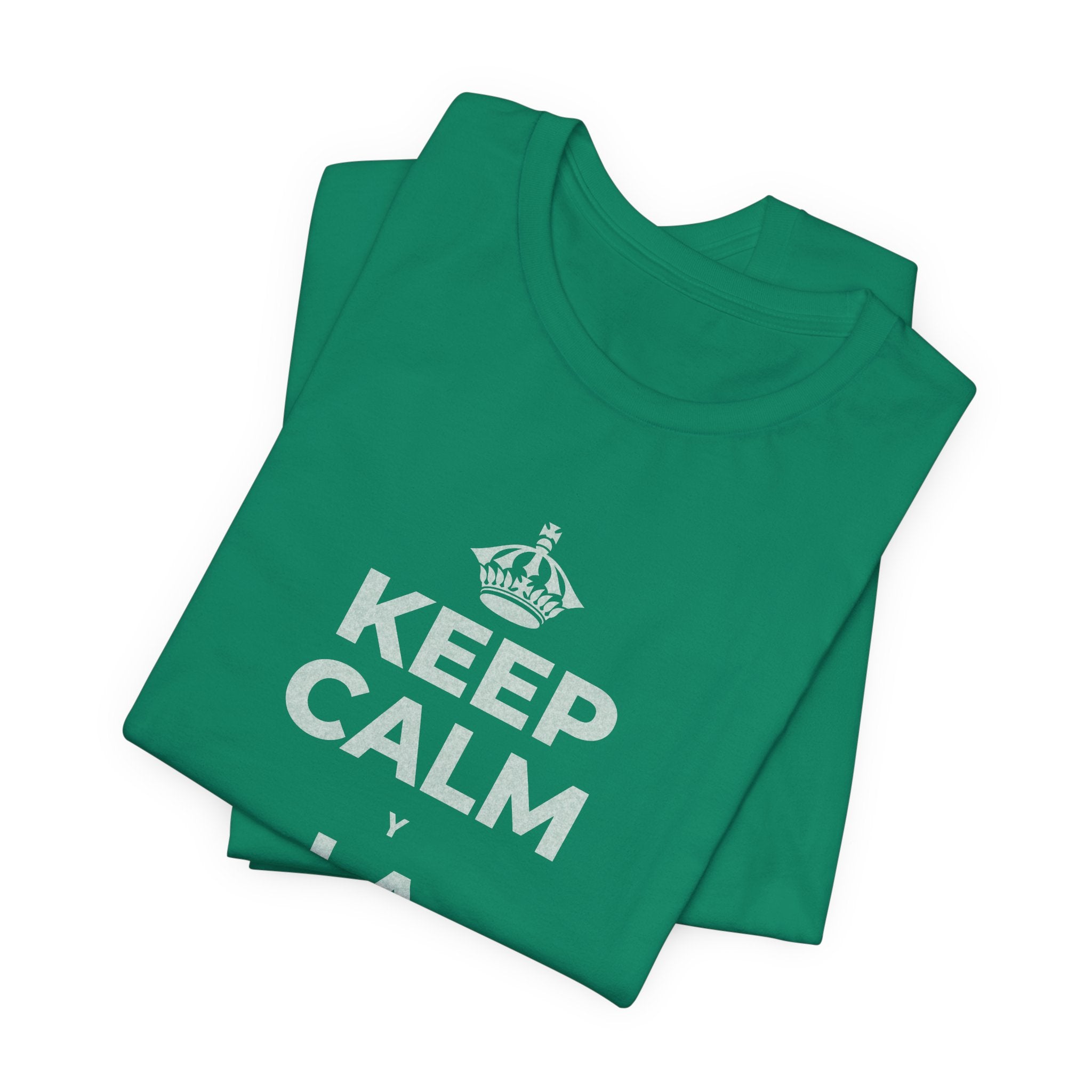 KEEP CALM Y LA FRENTE EN ALTO T-Shirt (White–Asphalt)
