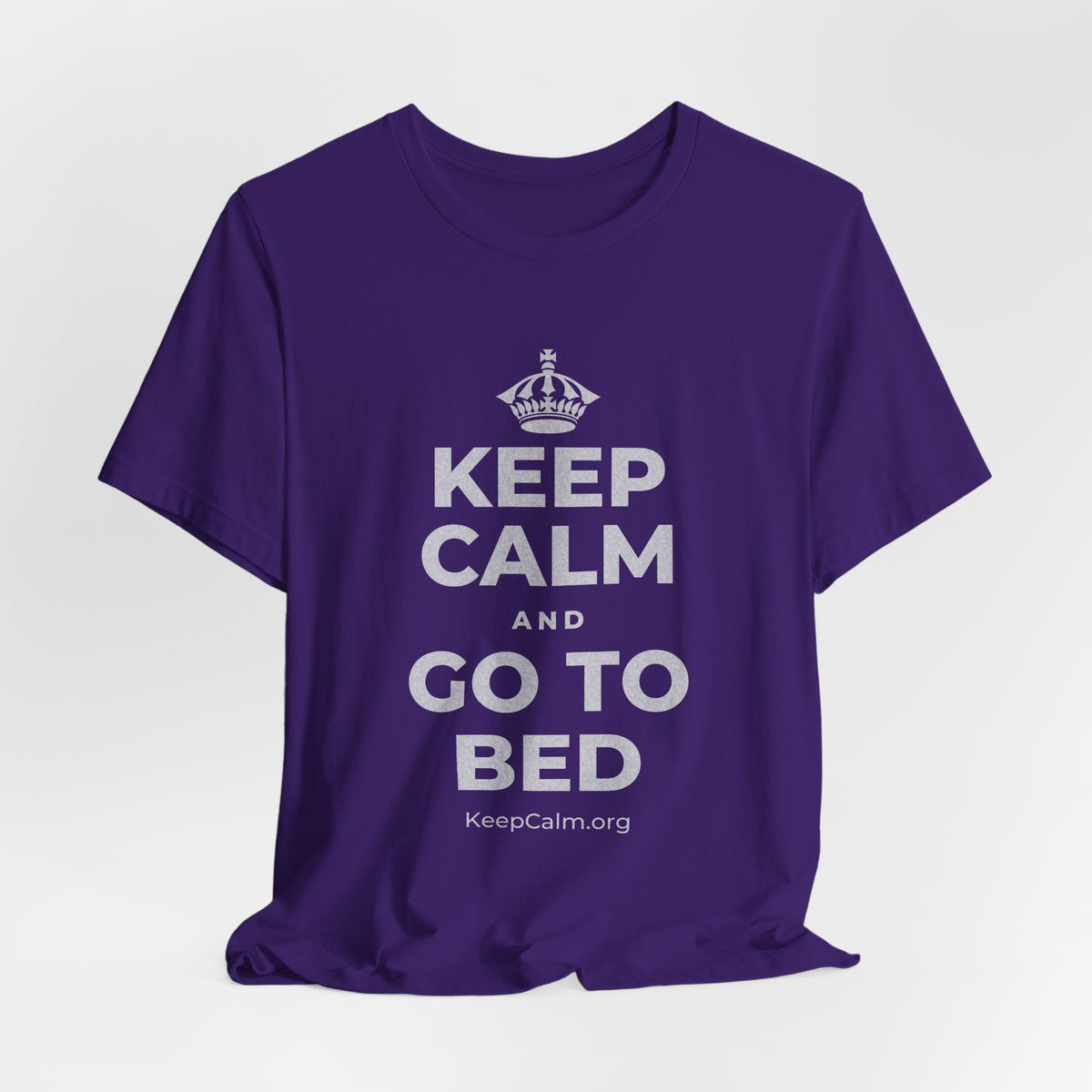 KEEP CALM AND GO TO BED T-Shirt (Soft Cream–Heather Mauve)