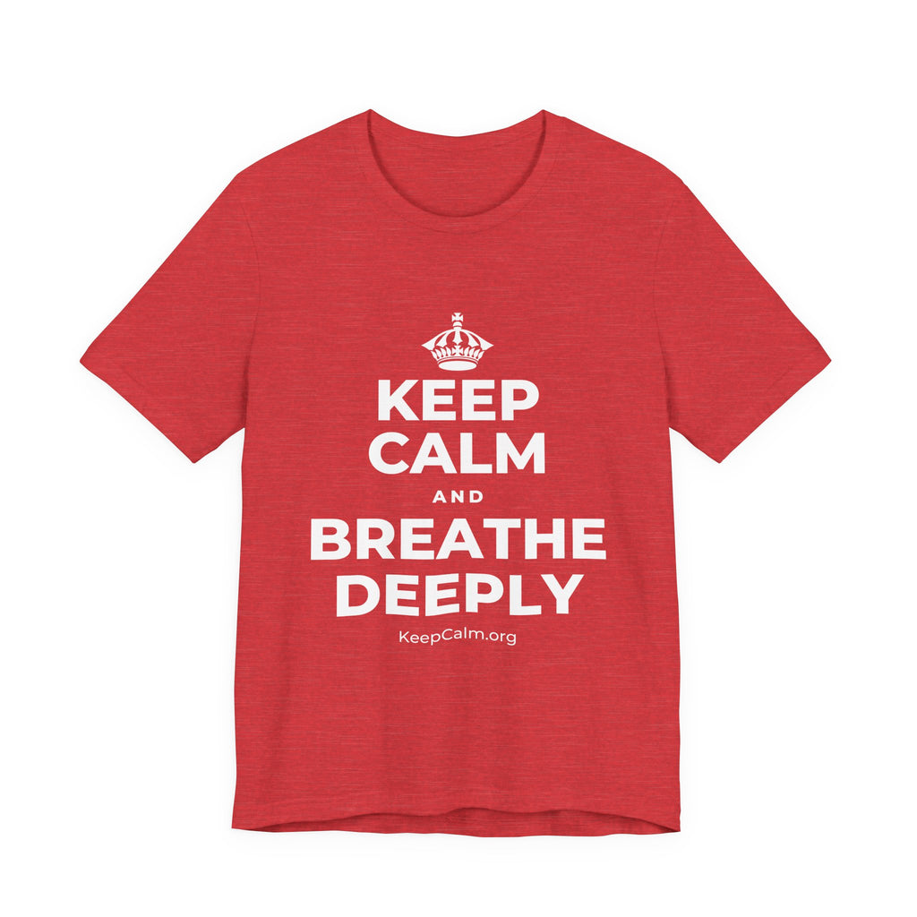 KEEP CALM AND BREATHE DEEPLY T-Shirt (Baby Blue–Silver)