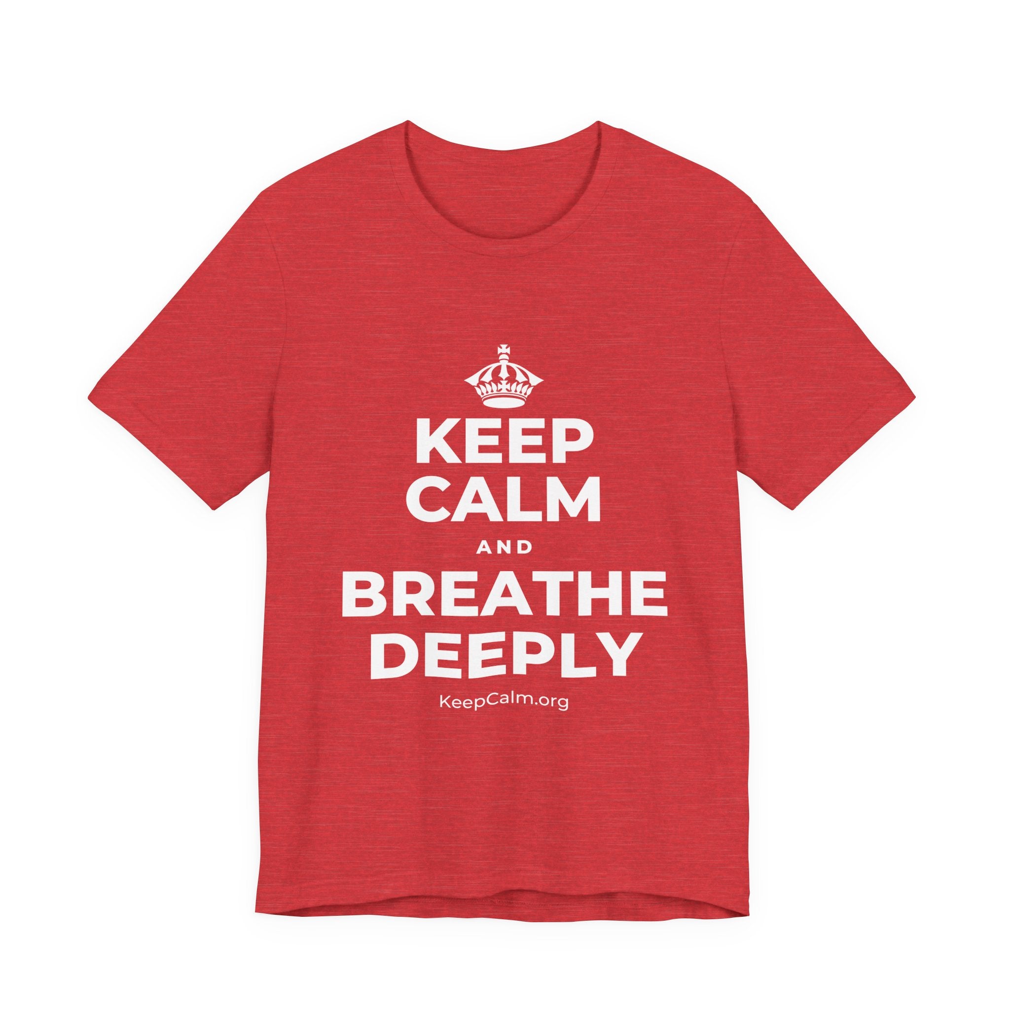 KEEP CALM AND BREATHE DEEPLY T-Shirt (Baby Blue–Silver)