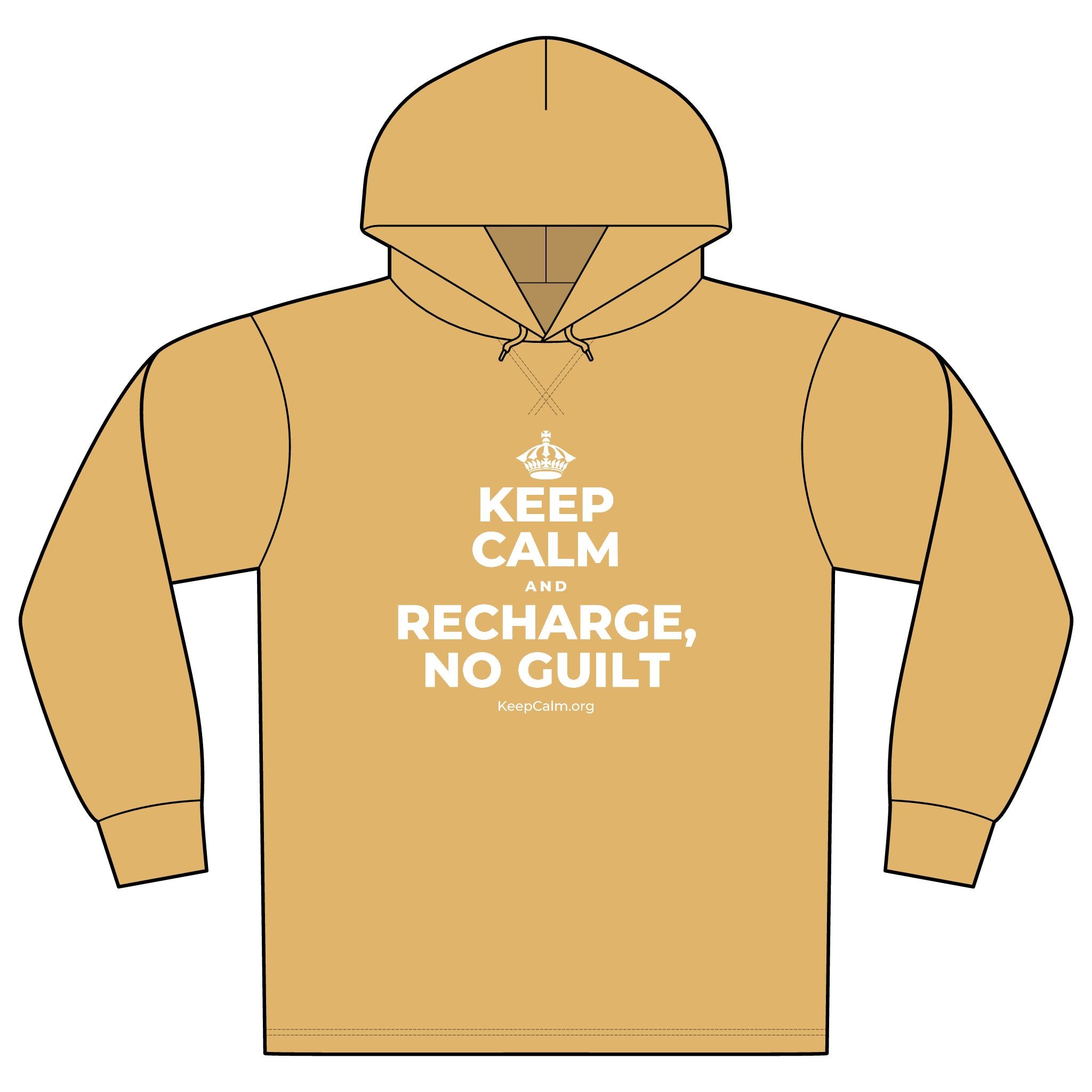 KEEP CALM AND RECHARGE, NO GUILT Organic Hoodie Tee