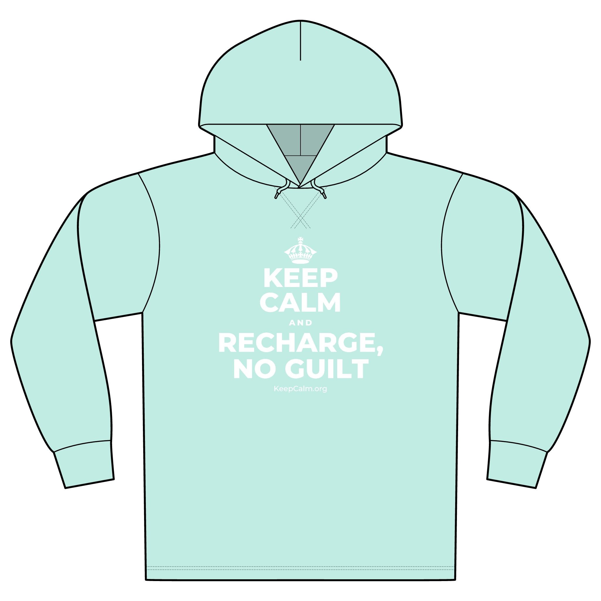 KEEP CALM AND RECHARGE, NO GUILT Organic Hoodie Tee