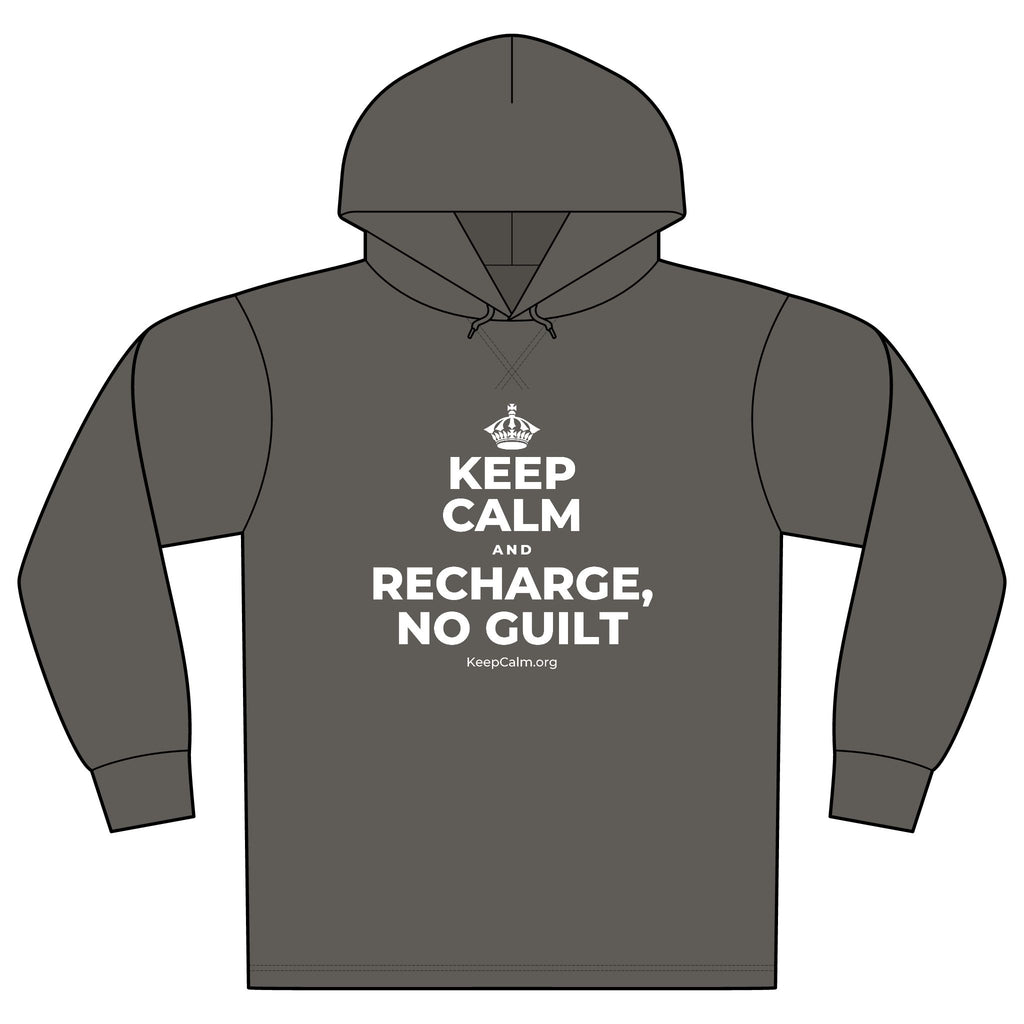 KEEP CALM AND RECHARGE, NO GUILT Organic Hoodie Tee