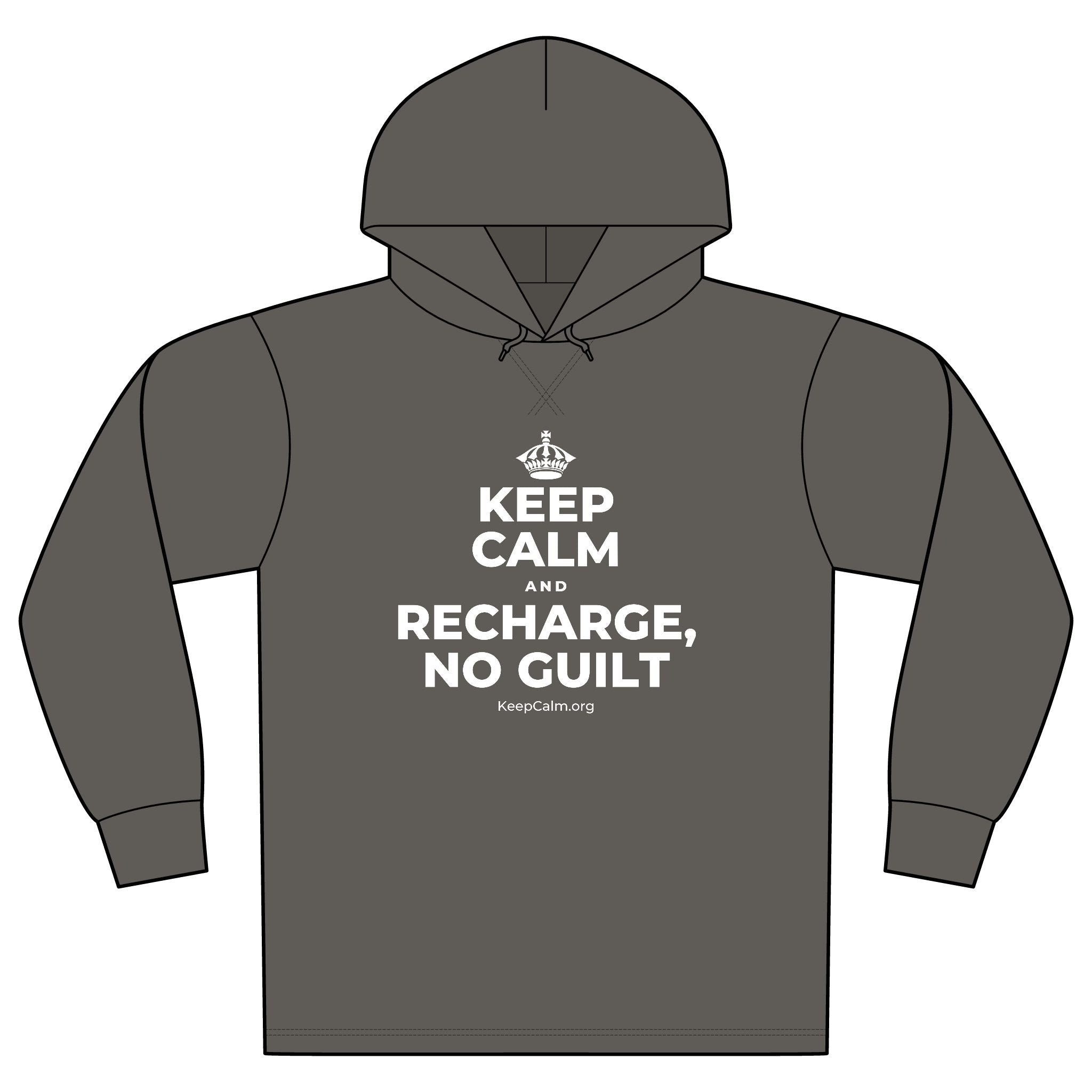 KEEP CALM AND RECHARGE, NO GUILT Organic Hoodie Tee