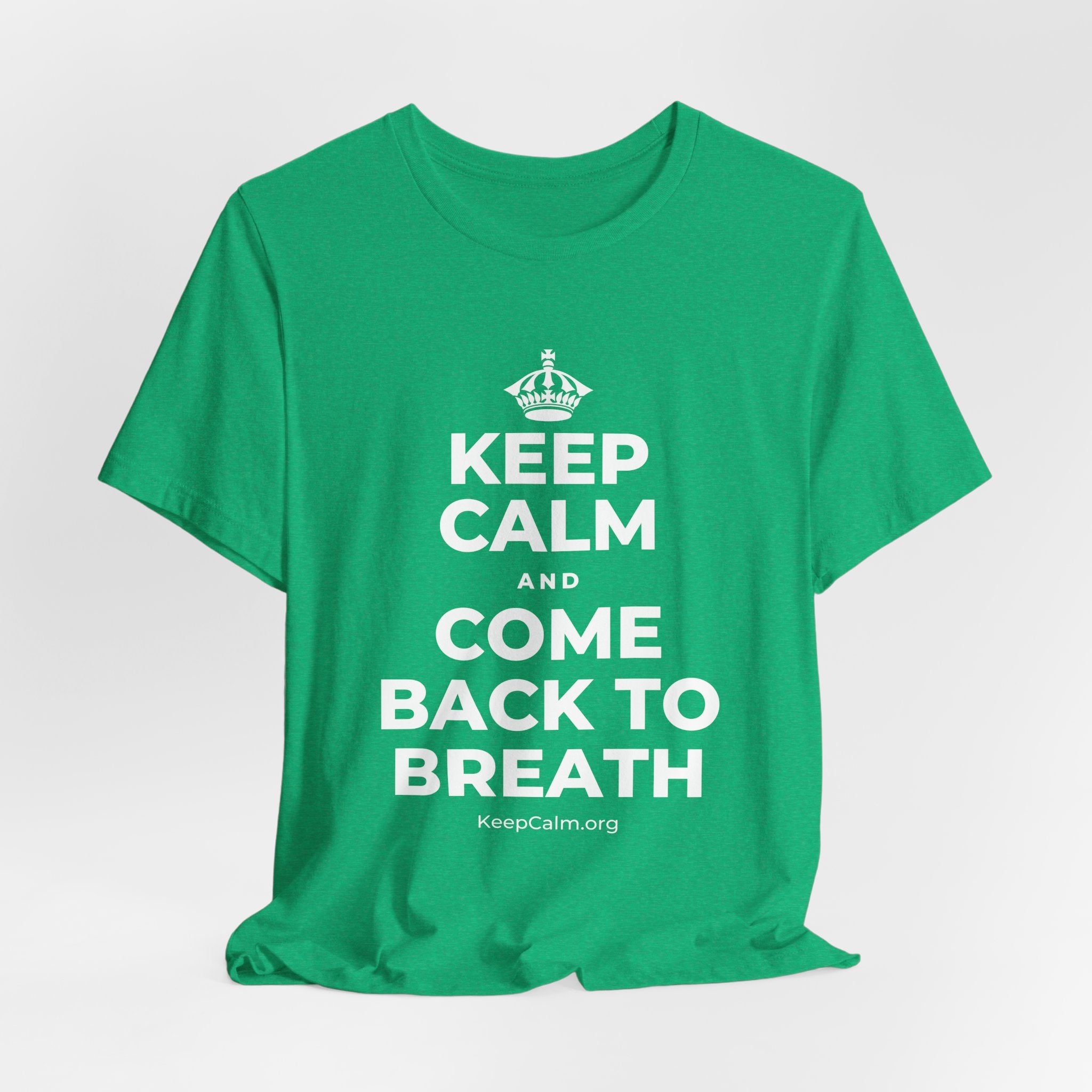 KEEP CALM AND COME BACK TO BREATH T-Shirt (Baby Blue–Silver)