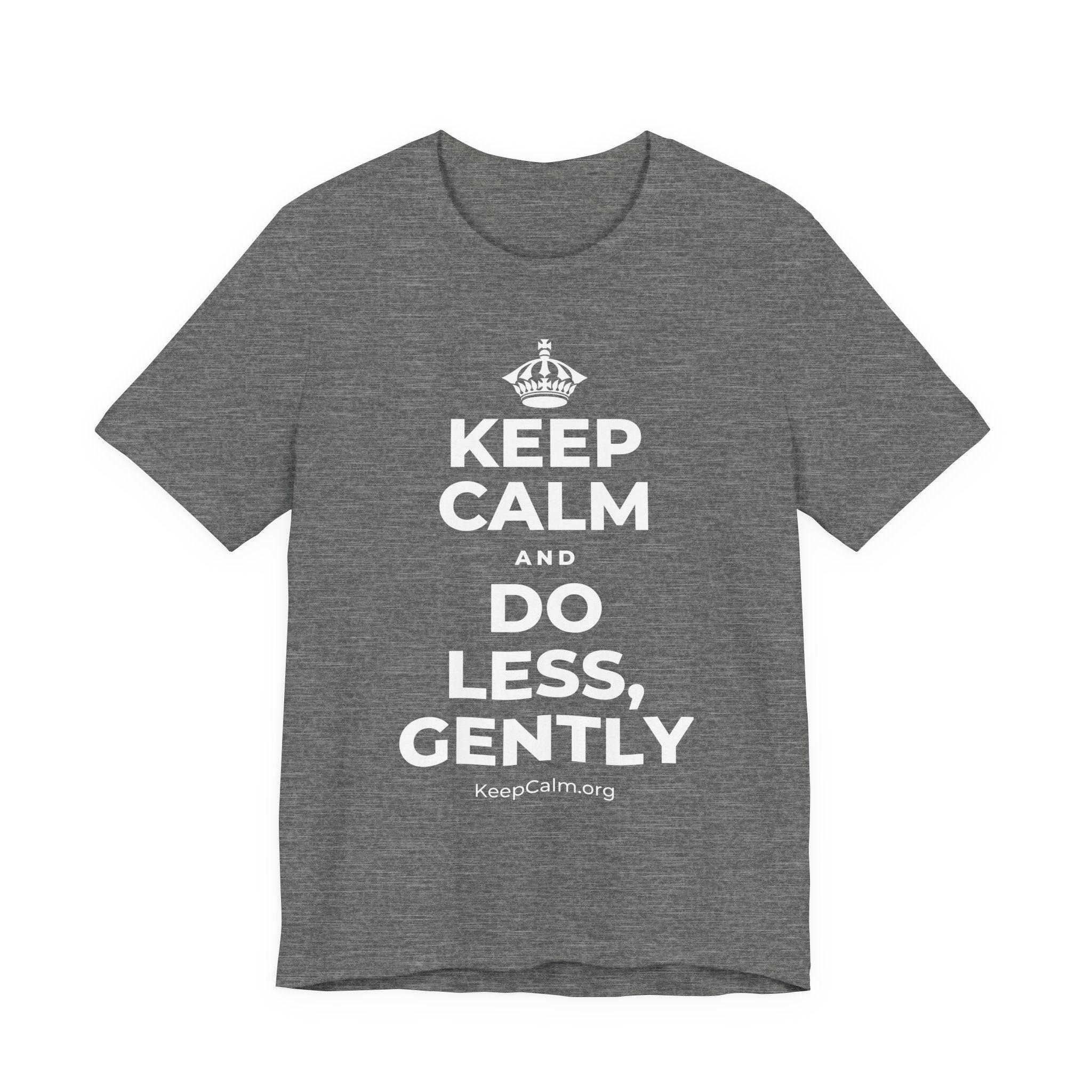 KEEP CALM AND DO LESS, GENTLY T-Shirt (Baby Blue–Silver)