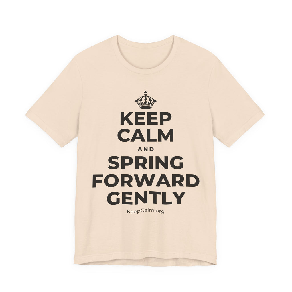 KEEP CALM AND SPRING FORWARD GENTLY T-Shirt (Soft Cream–Heather Mauve)