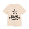 KEEP CALM AND SPRING FORWARD GENTLY T-Shirt (Soft Cream–Heather Mauve)