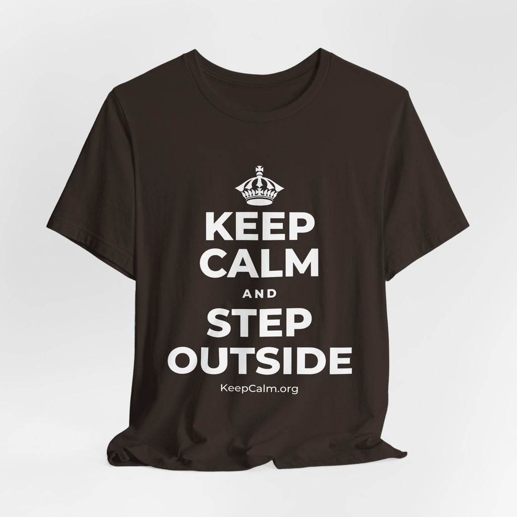 KEEP CALM AND STEP OUTSIDE T-Shirt (Soft Cream–Heather Mauve)