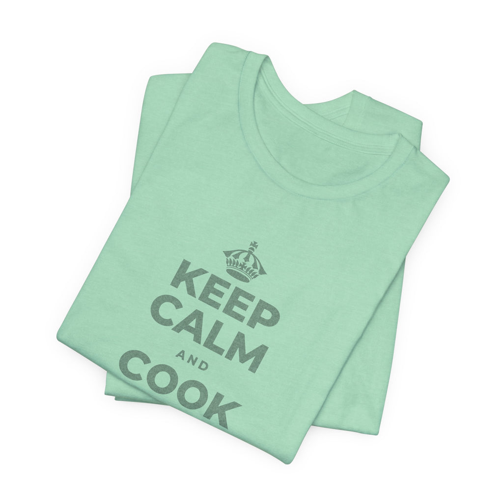 KEEP CALM AND COOK SOMETHING T-Shirt (Baby Blue–Silver)