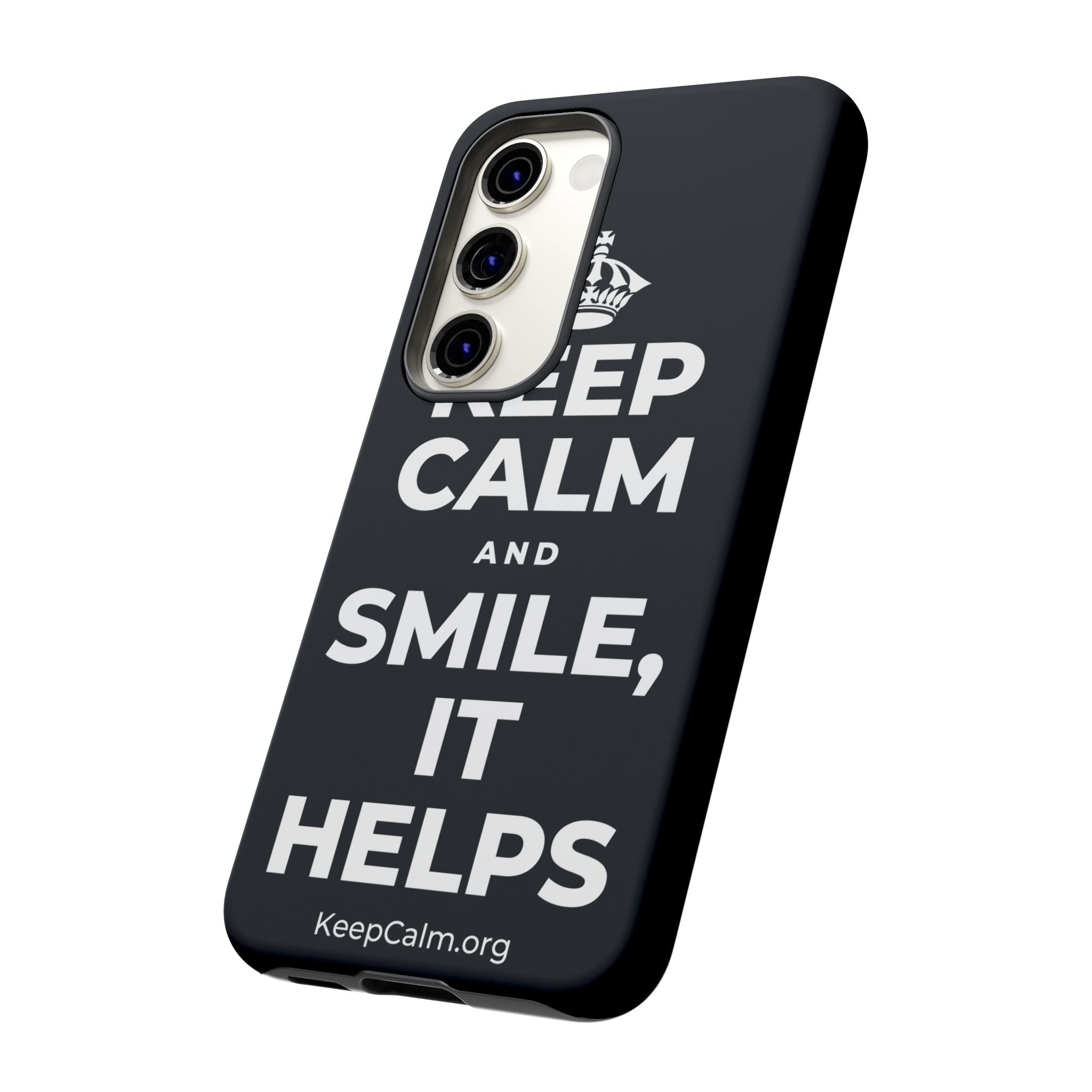 KEEP CALM AND SMILE, IT HELPS Phone Case (Dark)