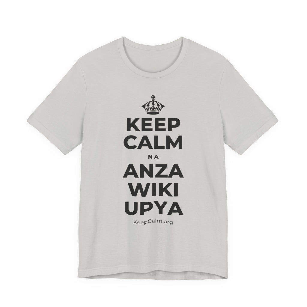 KEEP CALM NA ANZA WIKI UPYA T-Shirt (Baby Blue–Silver)