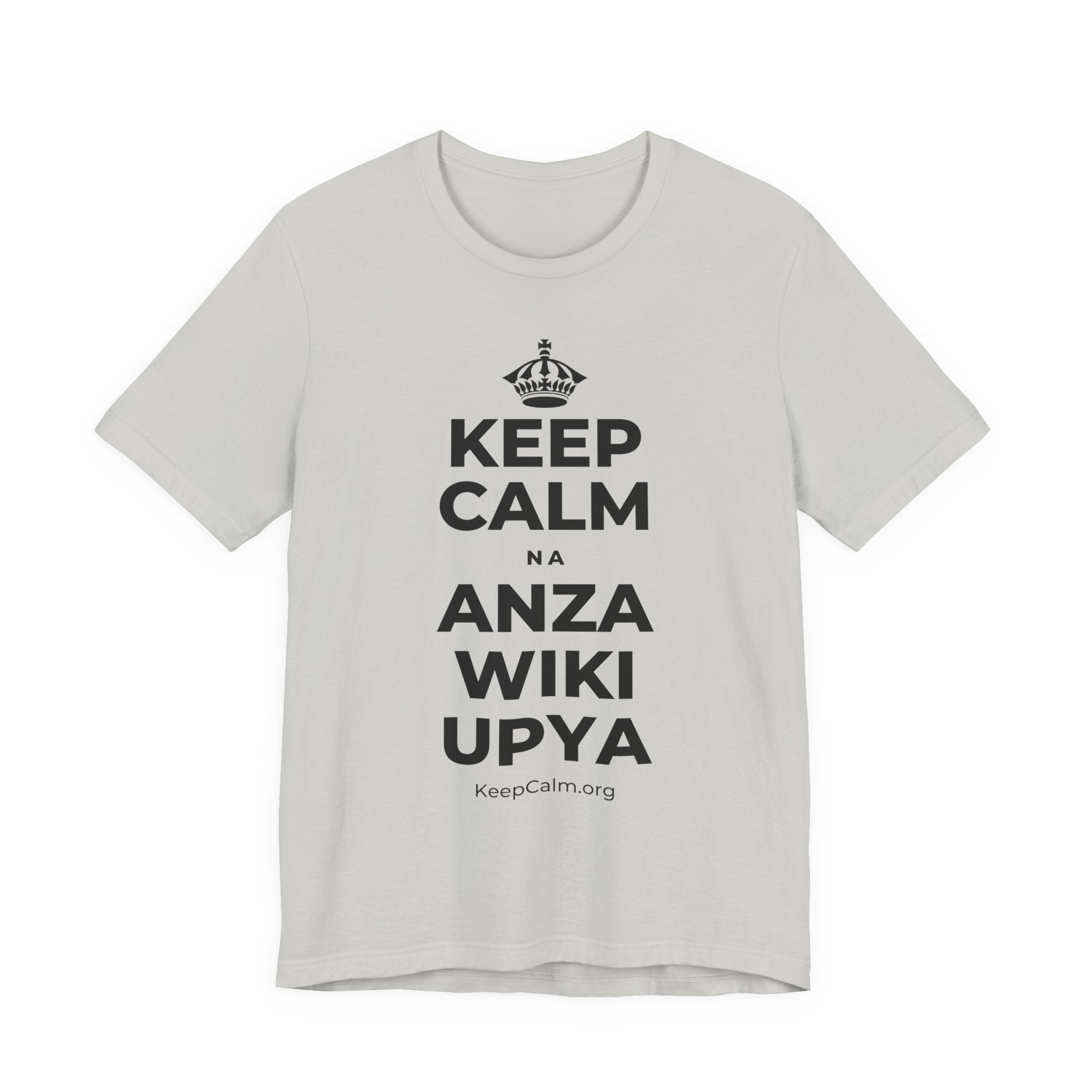 KEEP CALM NA ANZA WIKI UPYA T-Shirt (Baby Blue–Silver)