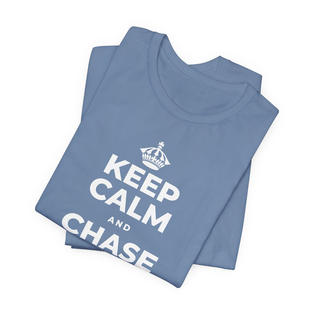 KEEP CALM AND CHASE THE LONG DAYS T-Shirt (Soft Cream–Heather Mauve)