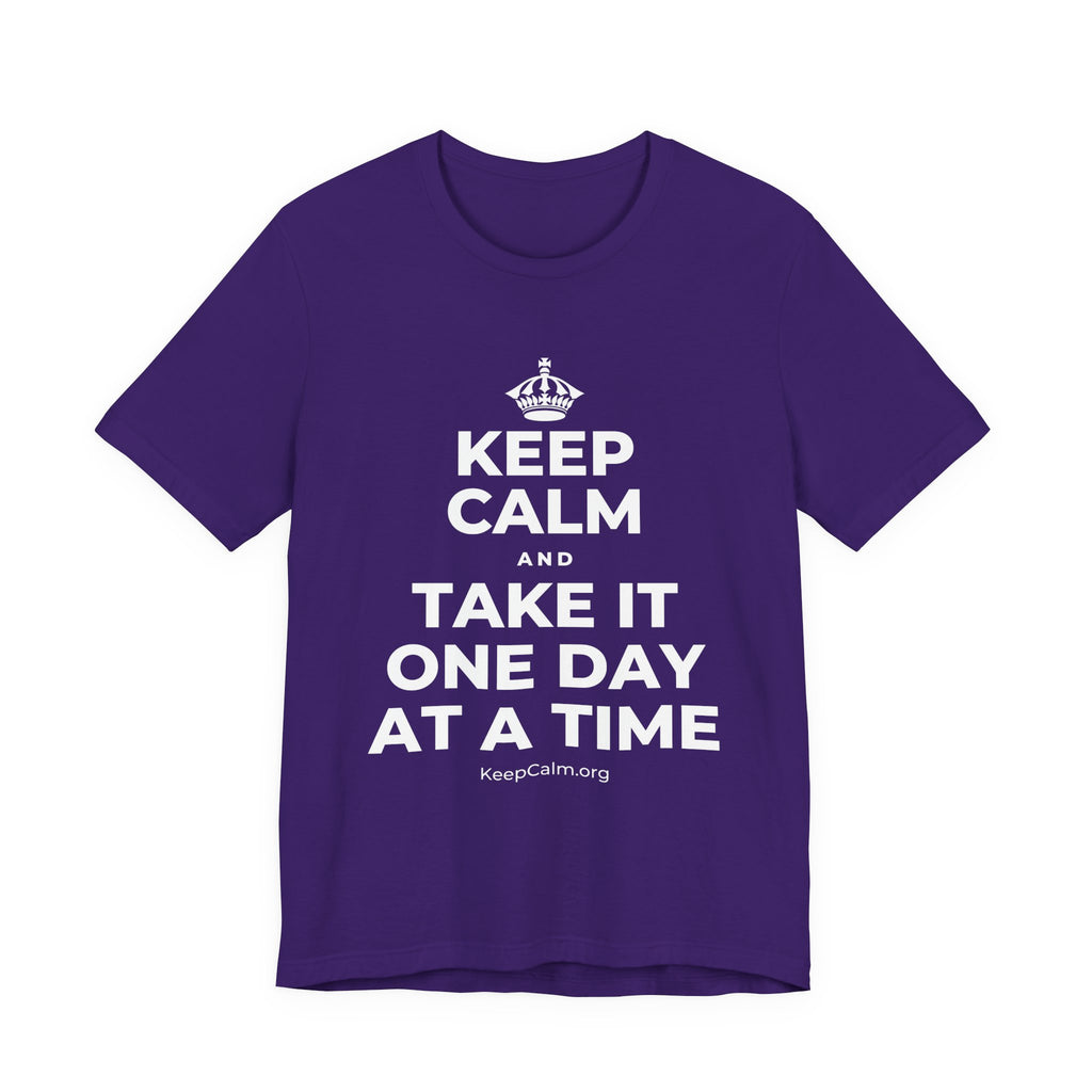 KEEP CALM AND TAKE IT ONE DAY AT A TIME T-Shirt (Soft Cream–Heather Mauve)