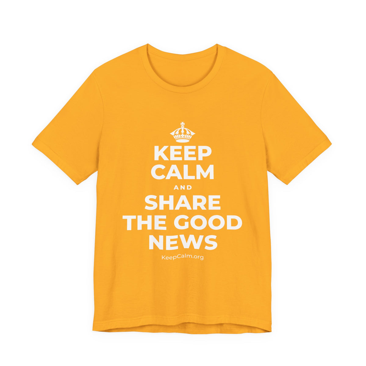 KEEP CALM AND SHARE THE GOOD NEWS T-Shirt (Baby Blue–Silver)