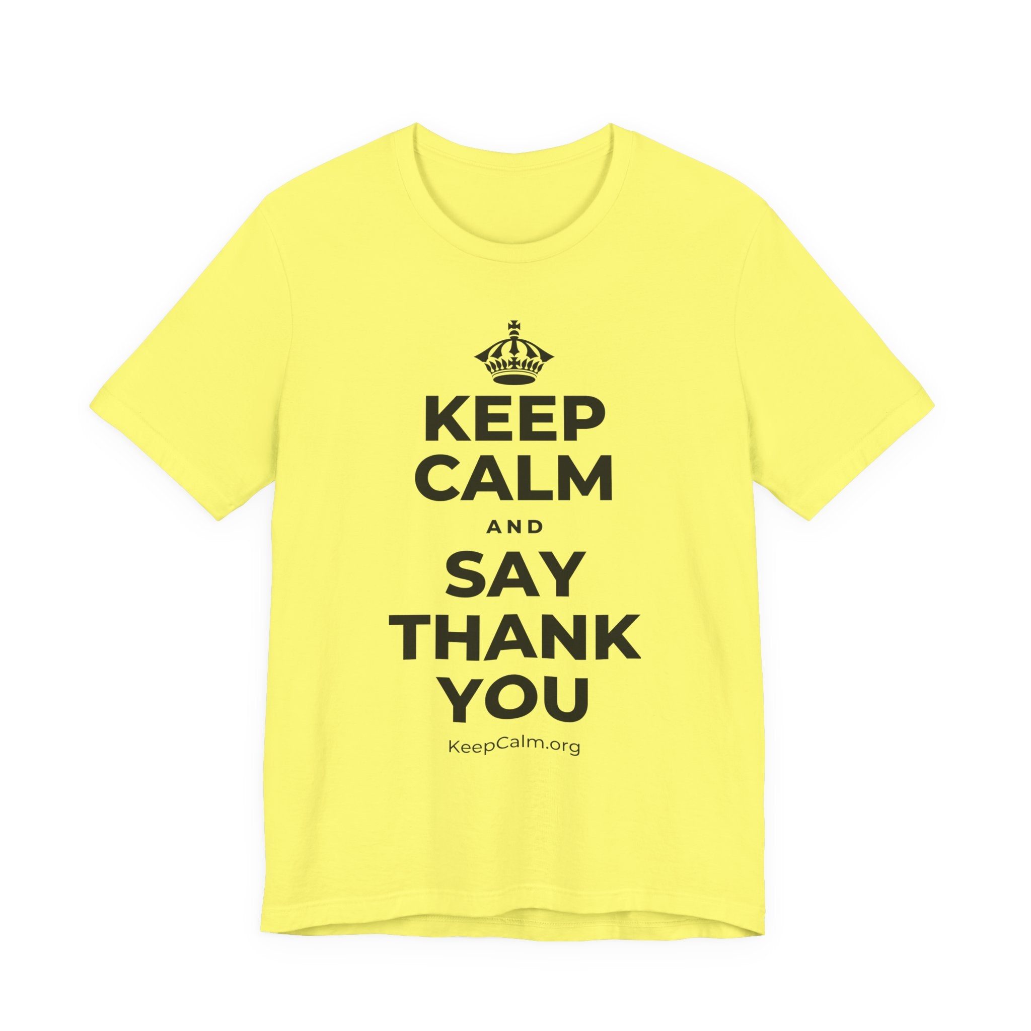 KEEP CALM AND SAY THANK YOU T-Shirt (Soft Cream–Heather Mauve)