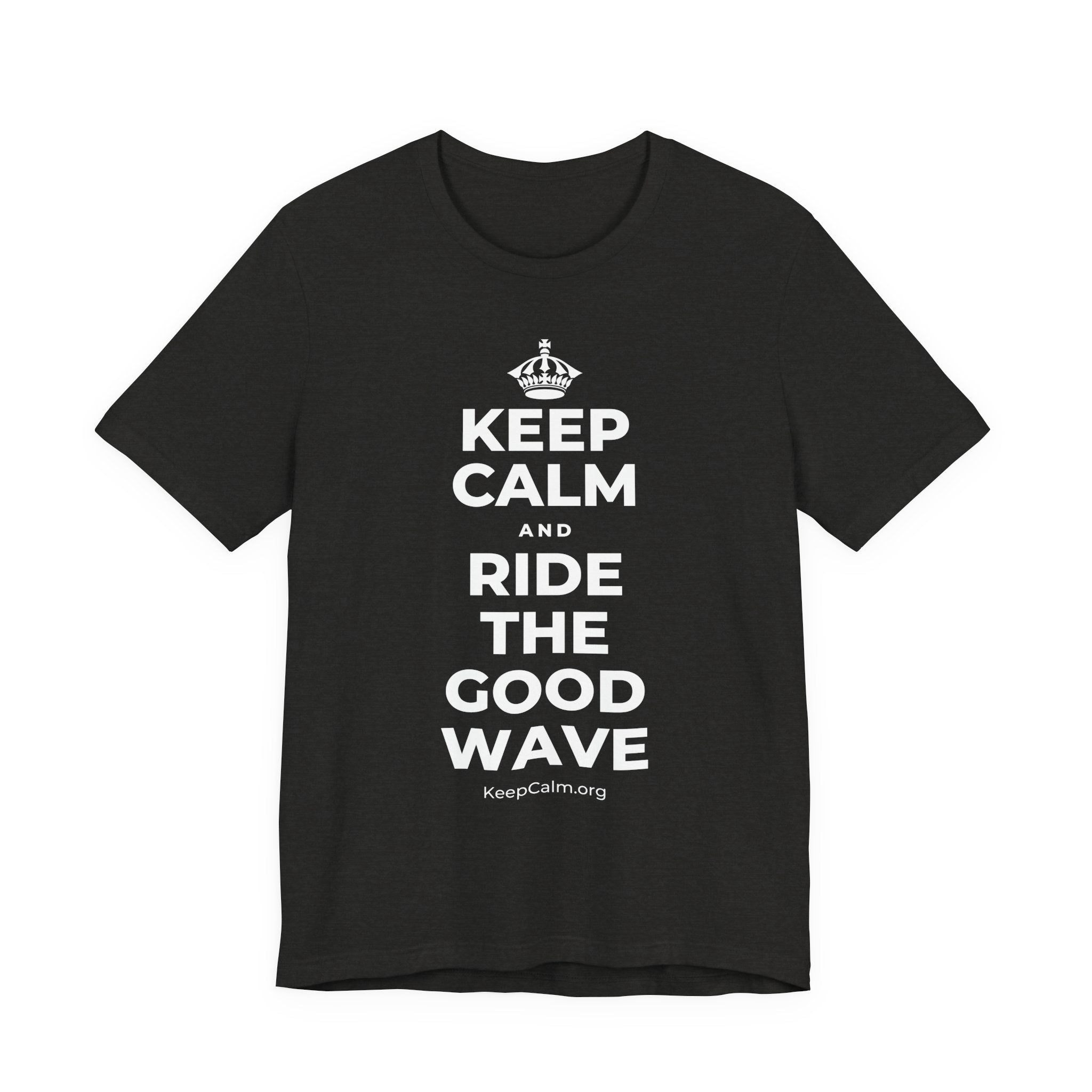 KEEP CALM AND RIDE THE GOOD WAVE T-Shirt (Soft Cream–Heather Mauve)