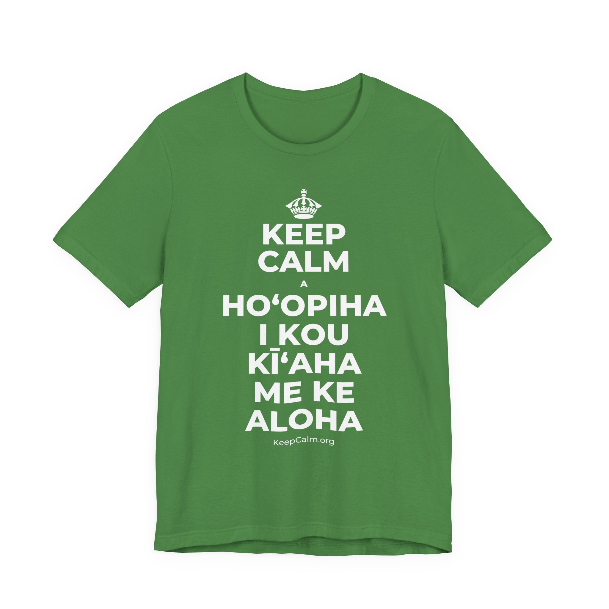 KEEP CALM A HOʻOPIHA I KOU KĪʻAHA ME KE ALOHA T-Shirt (Baby Blue–Silver)