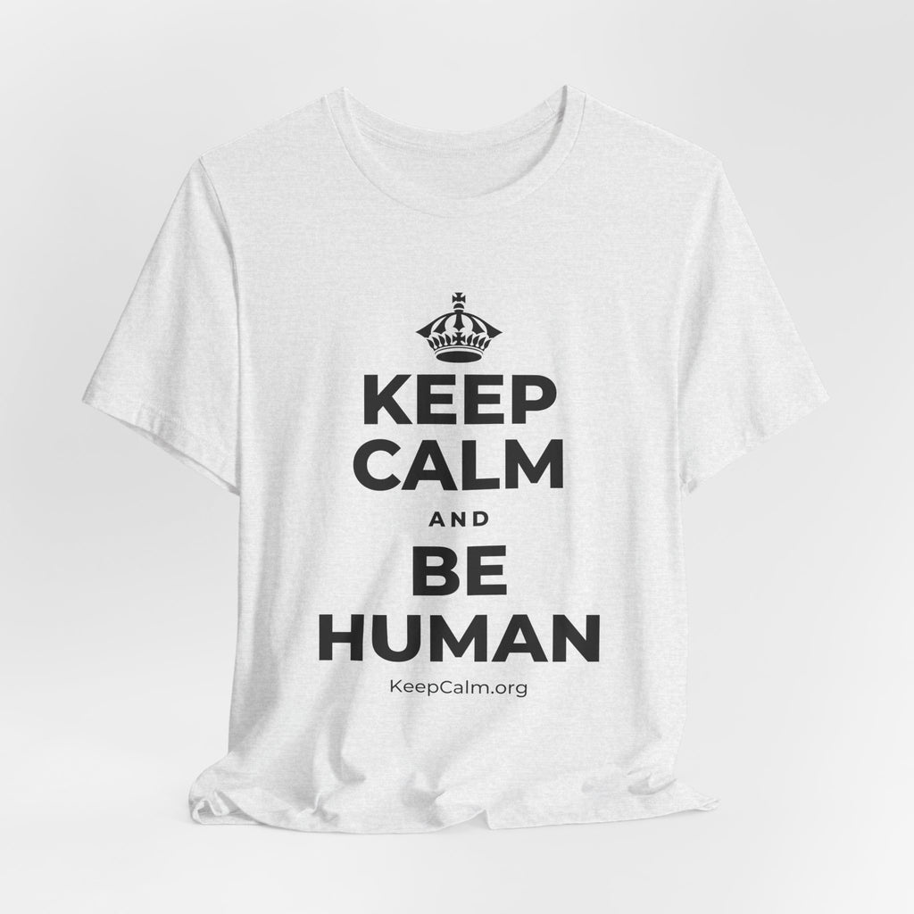 KEEP CALM AND BE HUMAN T-Shirt (Soft Cream–Heather Mauve)