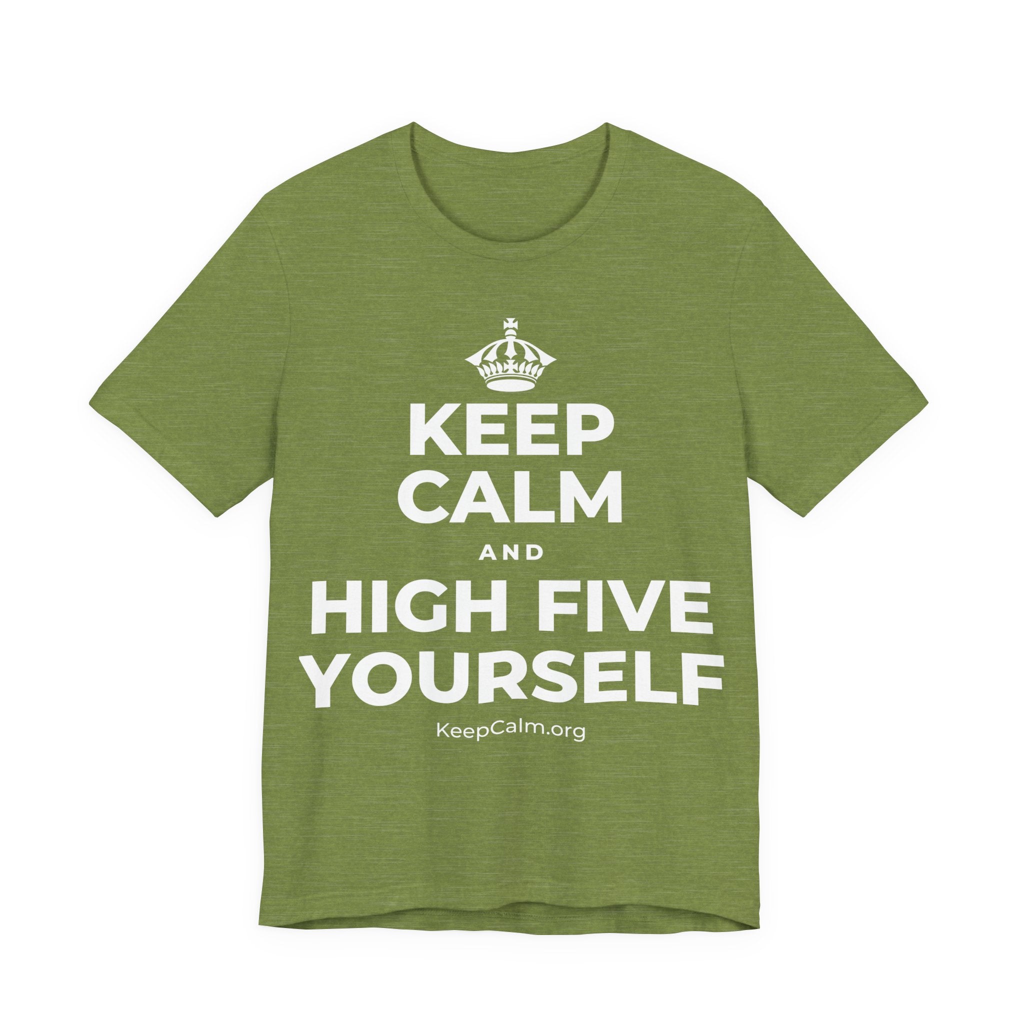 KEEP CALM AND HIGH FIVE YOURSELF T-Shirt (Baby Blue–Silver)