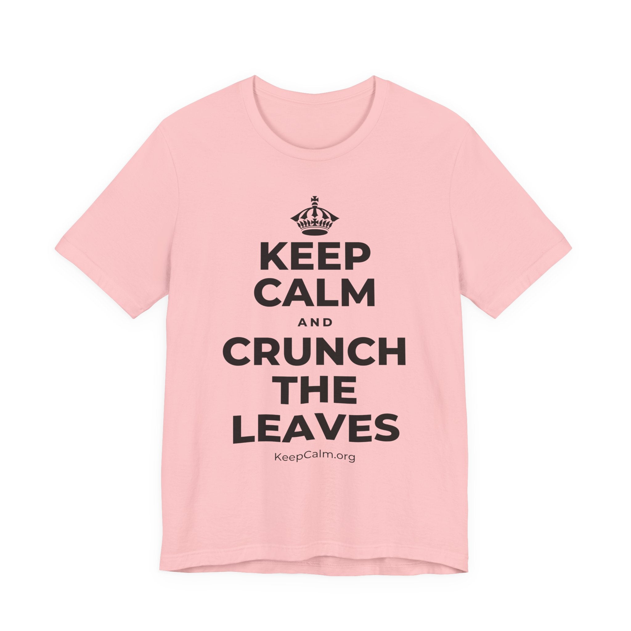 KEEP CALM AND CRUNCH THE LEAVES T-Shirt (White–Asphalt)