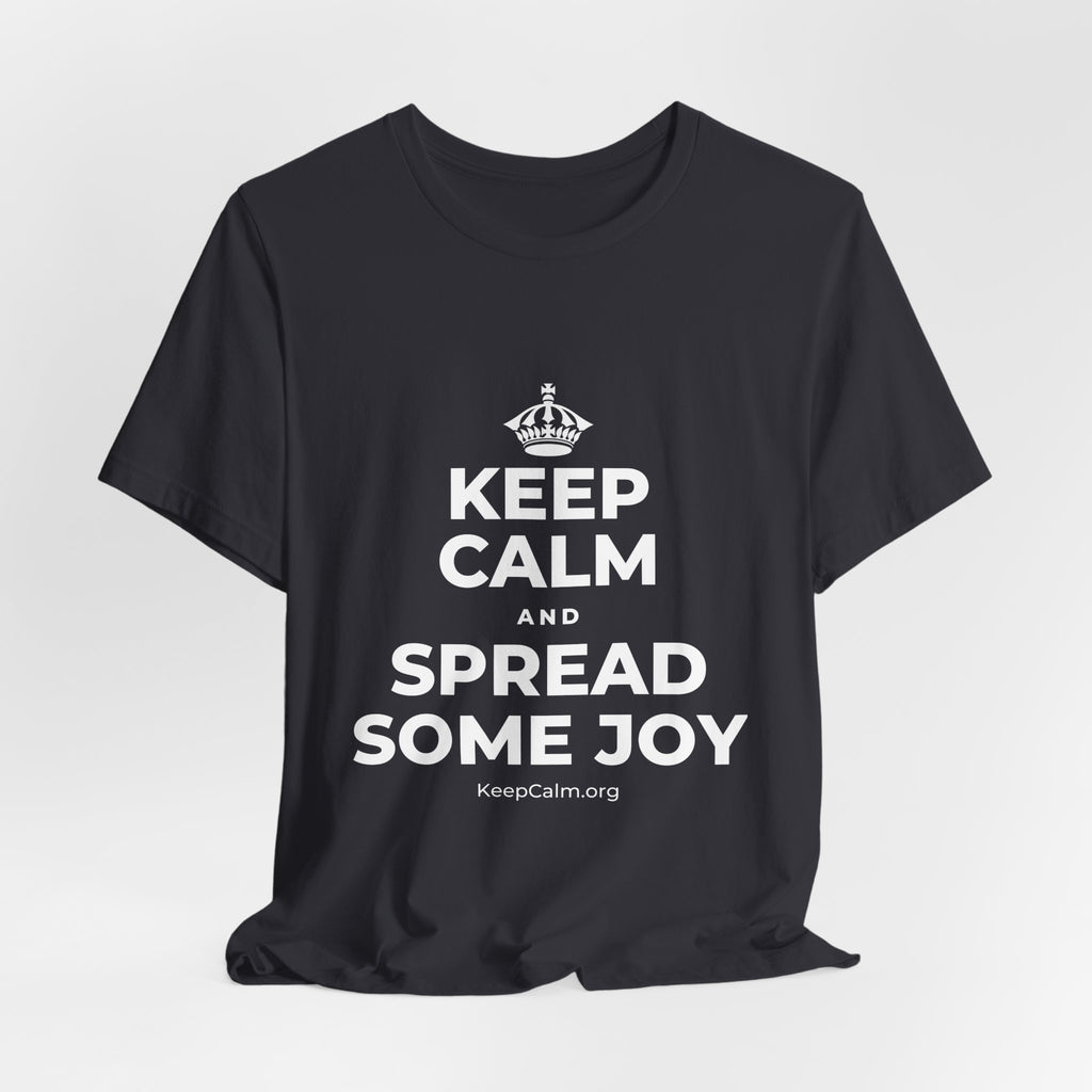 KEEP CALM AND SPREAD SOME JOY T-Shirt (Baby Blue–Silver)