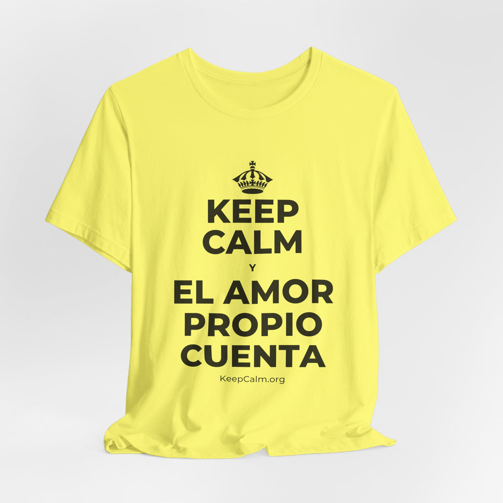 KEEP CALM Y EL AMOR PROPIO CUENTA T-Shirt (Soft Cream–Heather Mauve)