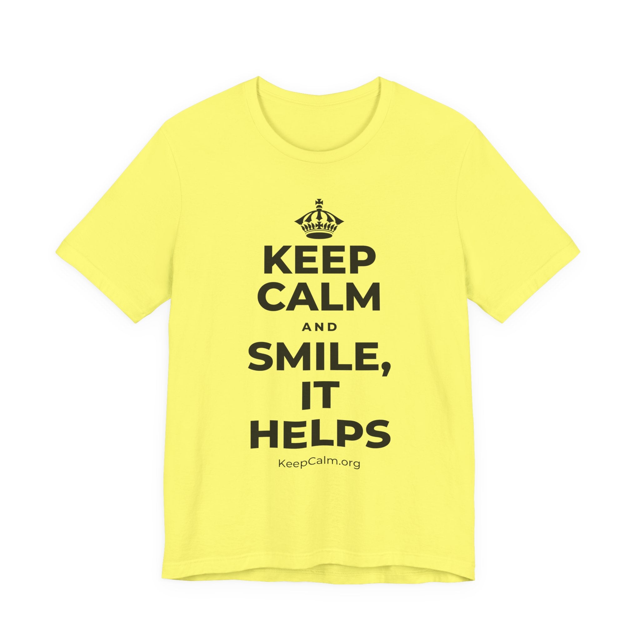 KEEP CALM AND SMILE, IT HELPS T-Shirt (Soft Cream–Heather Mauve)
