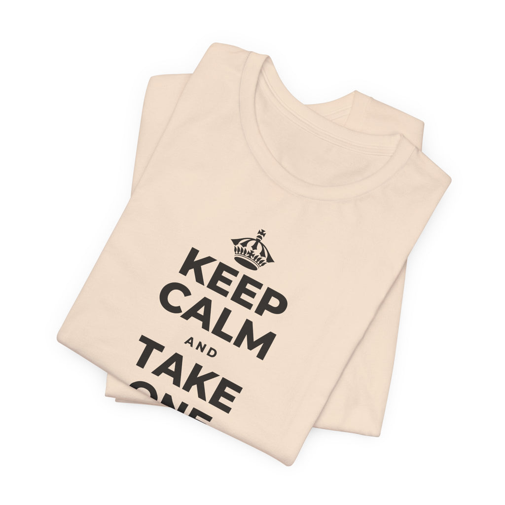 KEEP CALM AND TAKE ONE BREATH AT A TIME T-Shirt (Soft Cream–Heather Mauve)