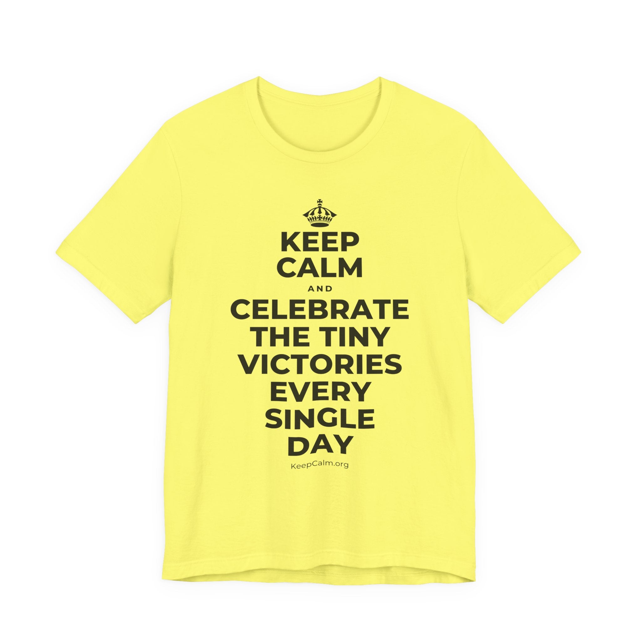 KEEP CALM AND CELEBRATE THE TINY VICTORIES EVERY SINGLE DAY T-Shirt (Soft Cream–Heather Mauve)