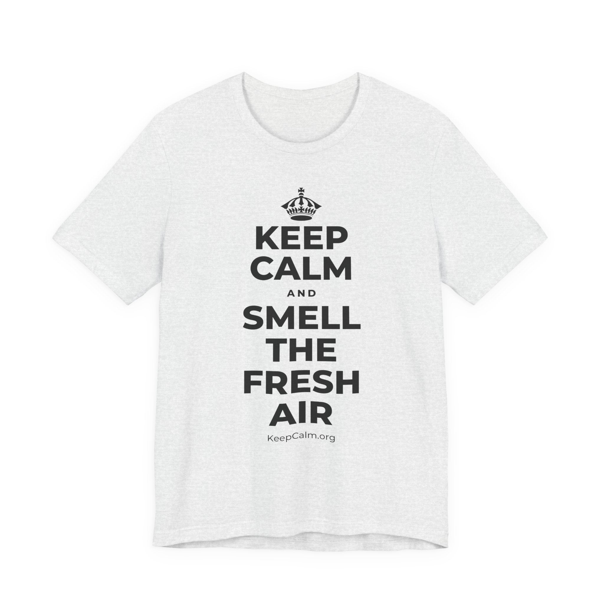 KEEP CALM AND SMELL THE FRESH AIR T-Shirt (Soft Cream–Heather Mauve)