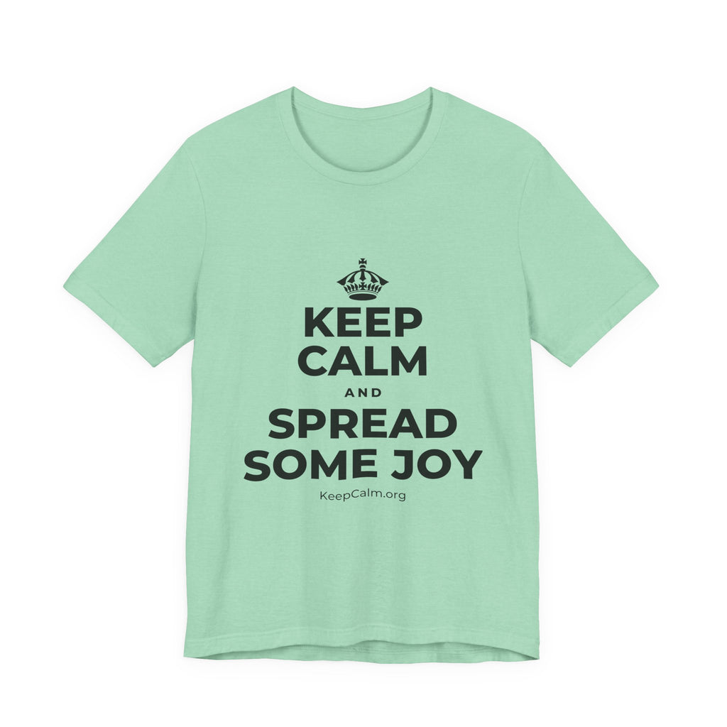 KEEP CALM AND SPREAD SOME JOY T-Shirt (Baby Blue–Silver)