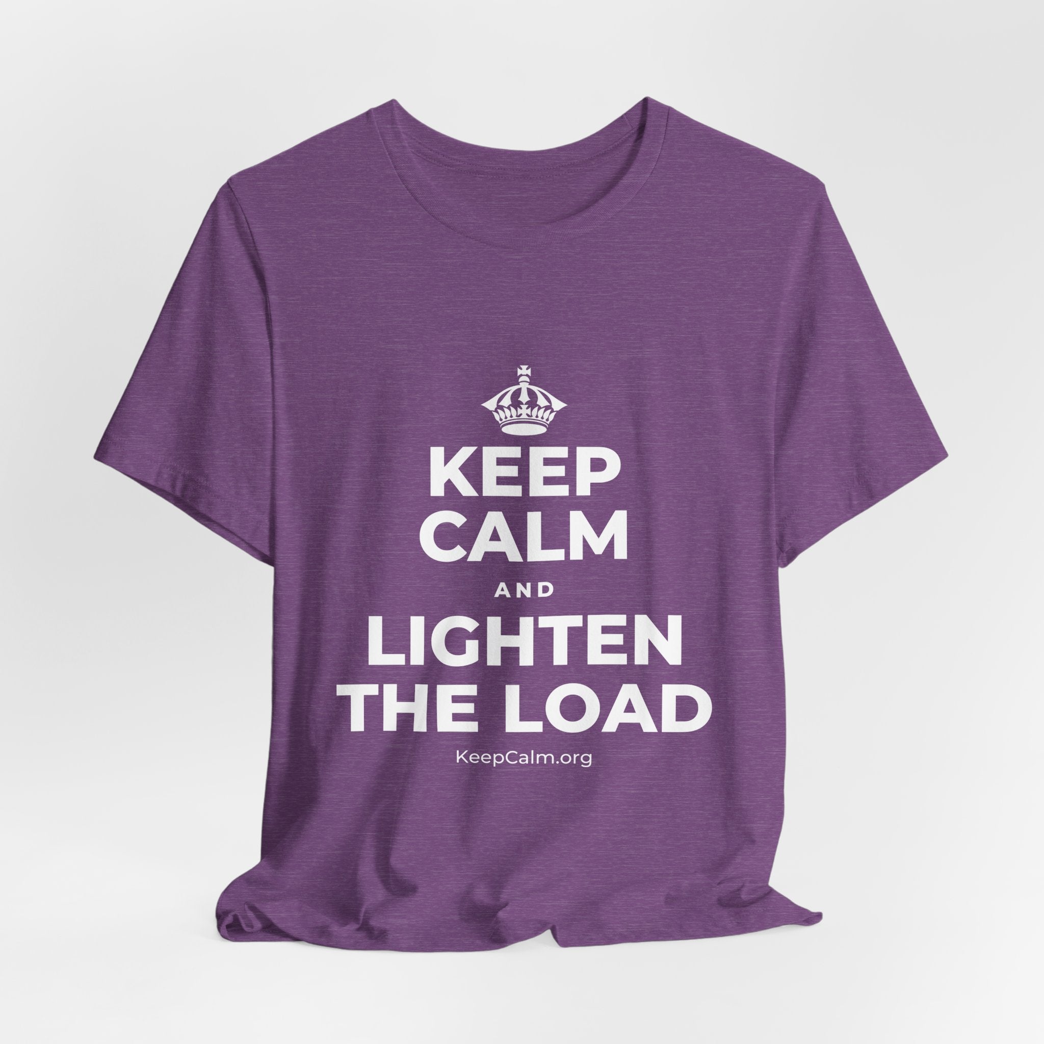 KEEP CALM AND LIGHTEN THE LOAD T-Shirt (Baby Blue–Silver)